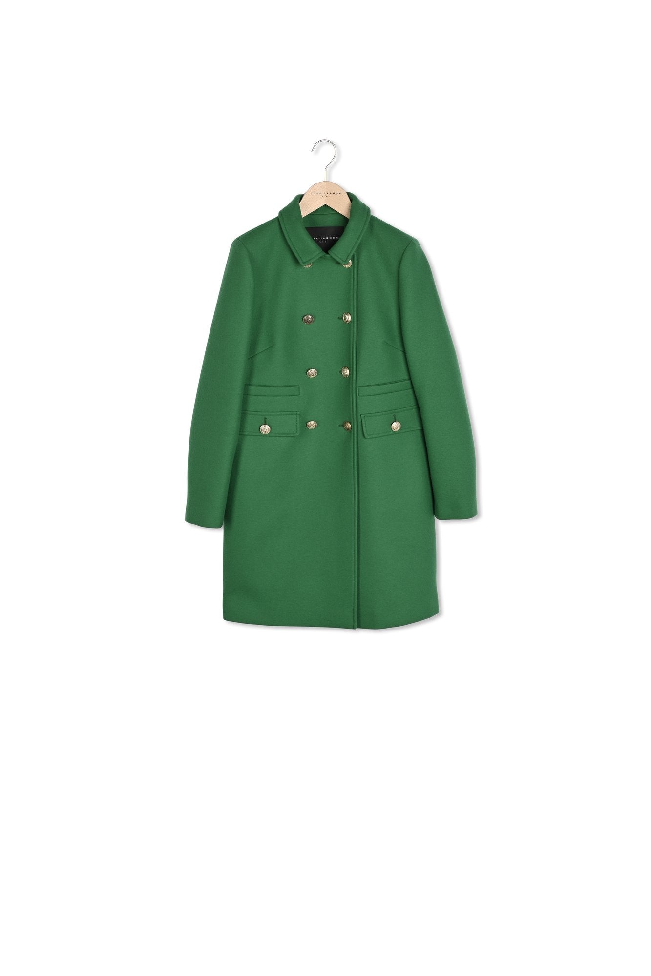 Manteau Melle vert en drap de laine Faume - seconde main