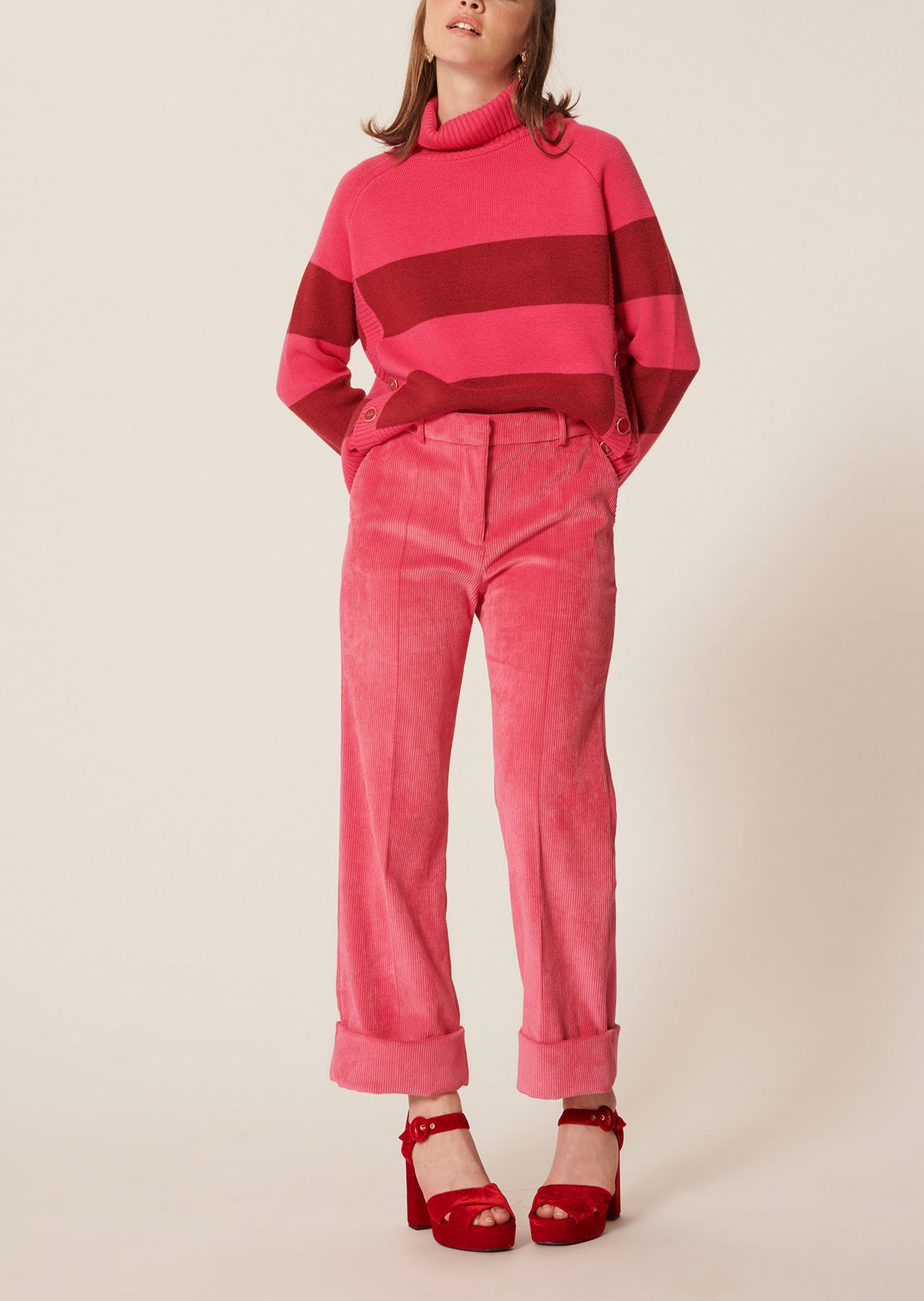 Pantalon Phil rose en velours côtelé Faume - seconde main