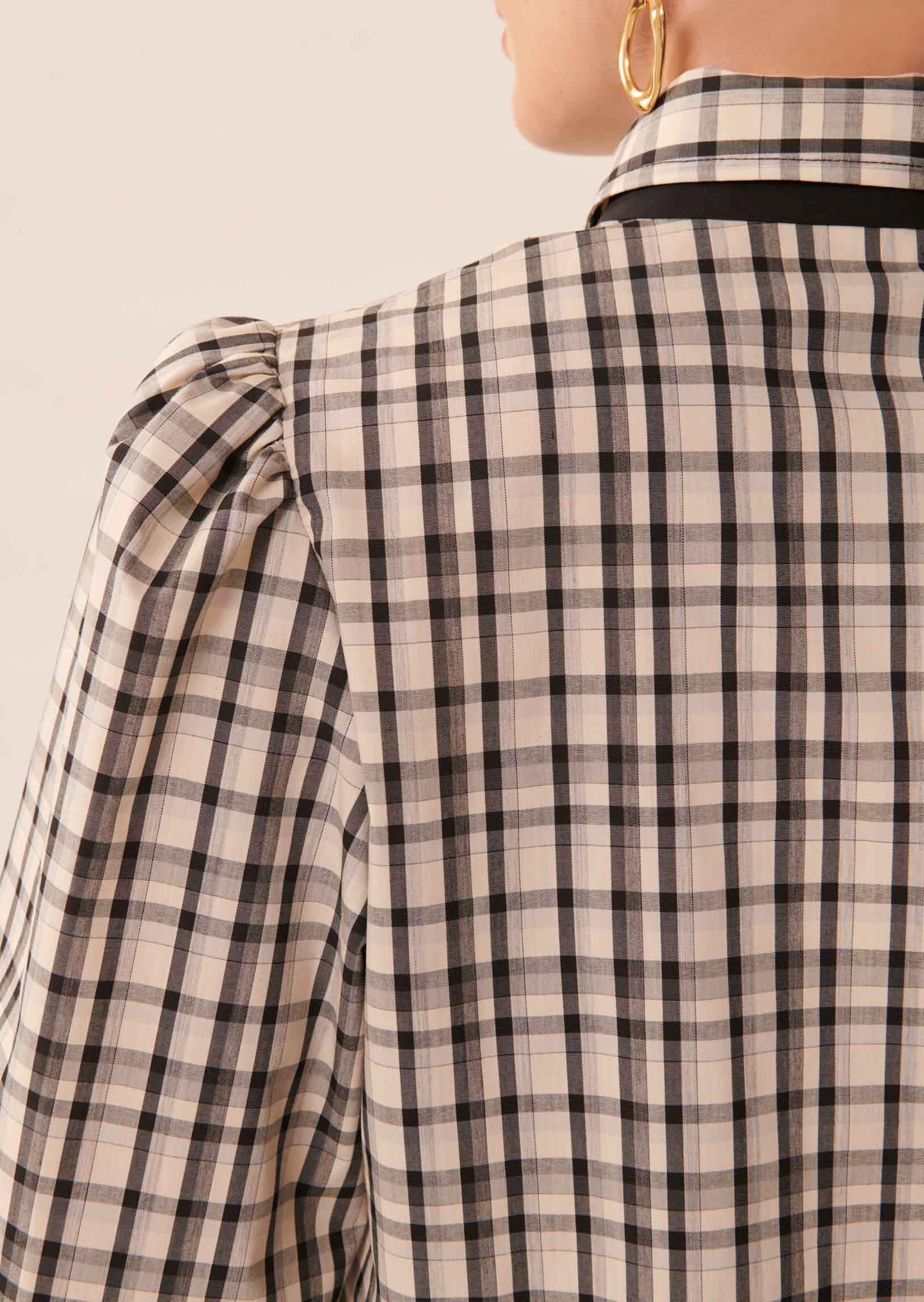 Chemise Cheri écrue à carreaux en popeline Faume - seconde main