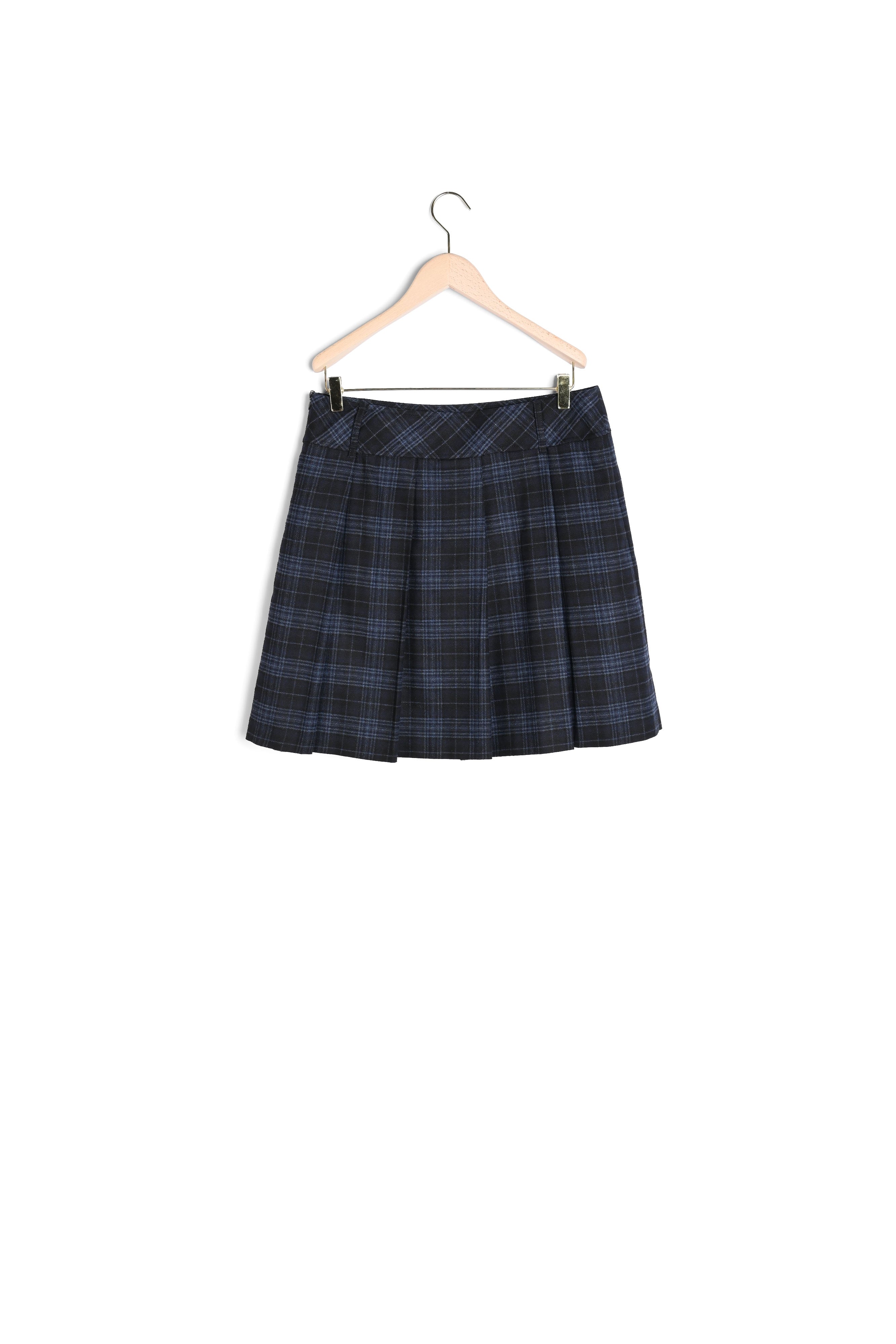 Jupe Jussie bleu nuit en tartan Faume - seconde main