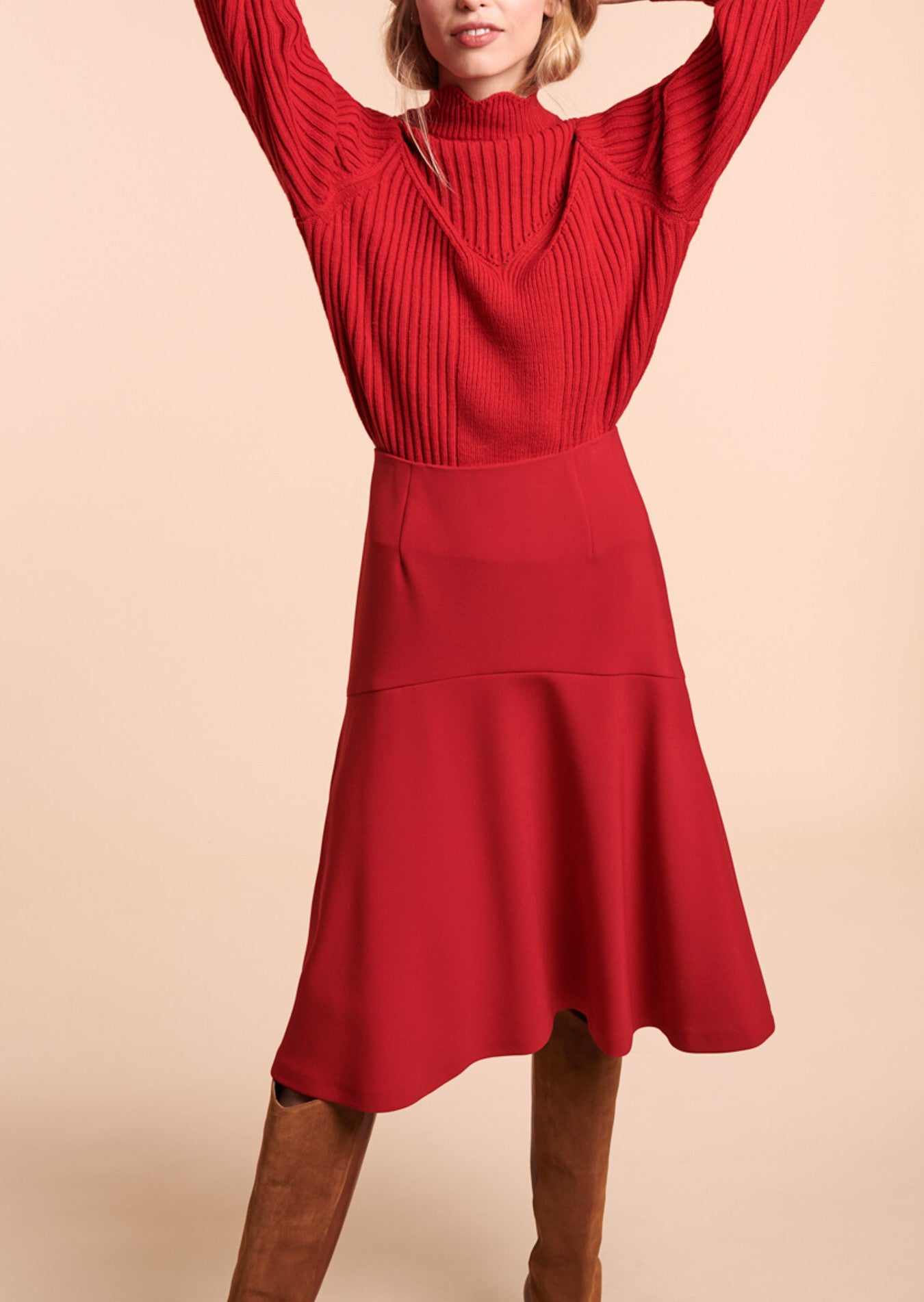 Jupe Julianne rouge en toile double Faume - seconde main