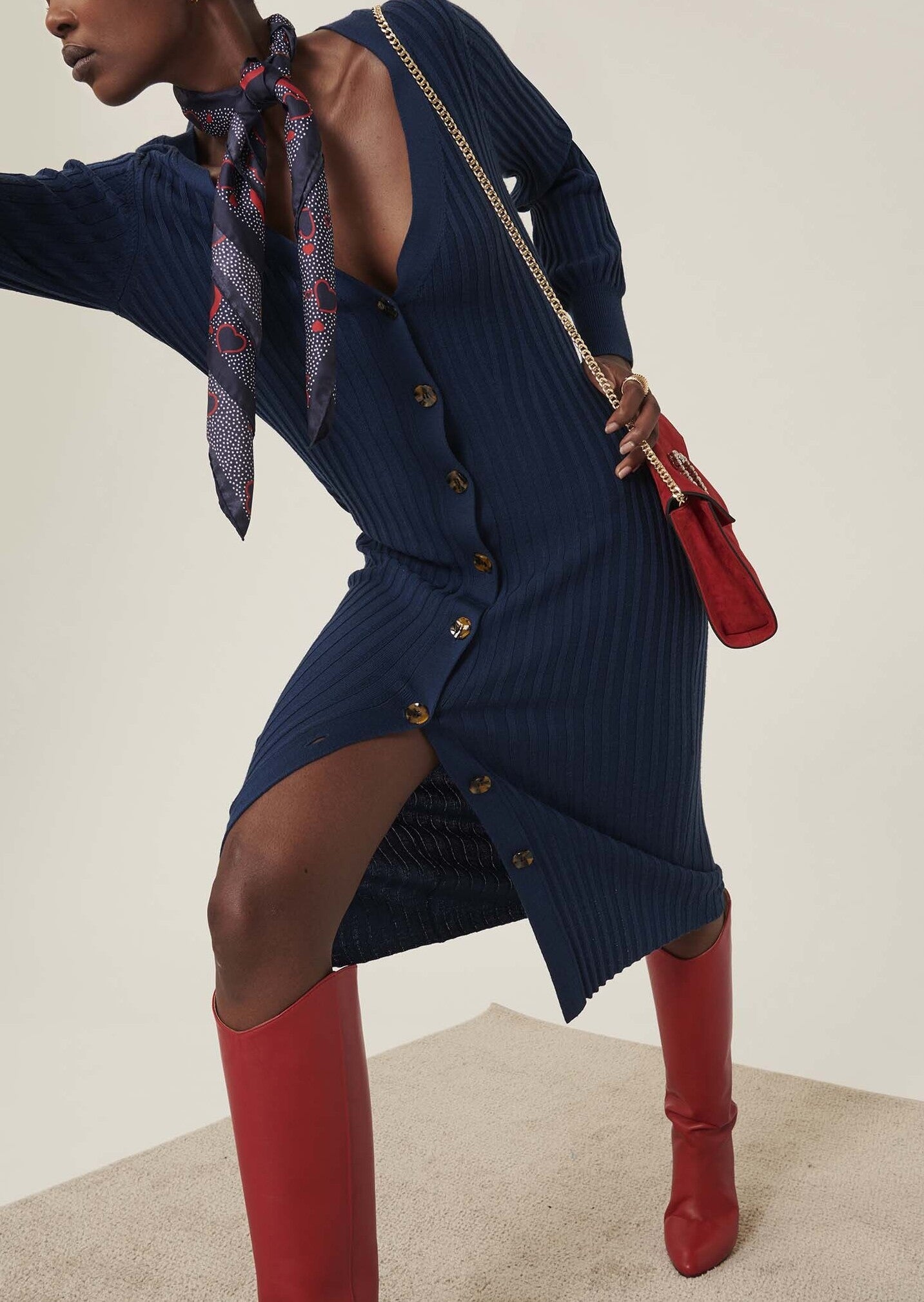 Robe Rydel bleu indigo en merinos extrafin Faume - seconde main