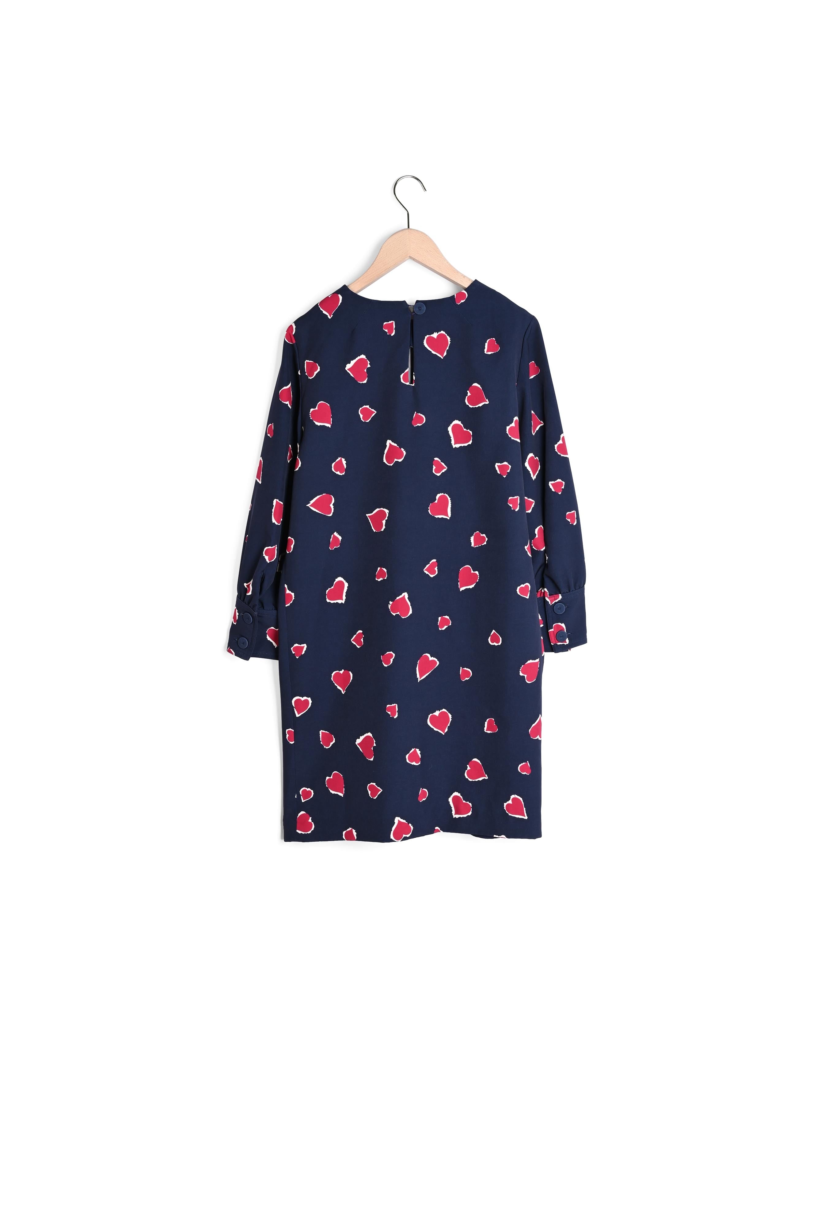 Robe Romina bleu nuit imprimé coeurs léopard Faume - seconde main