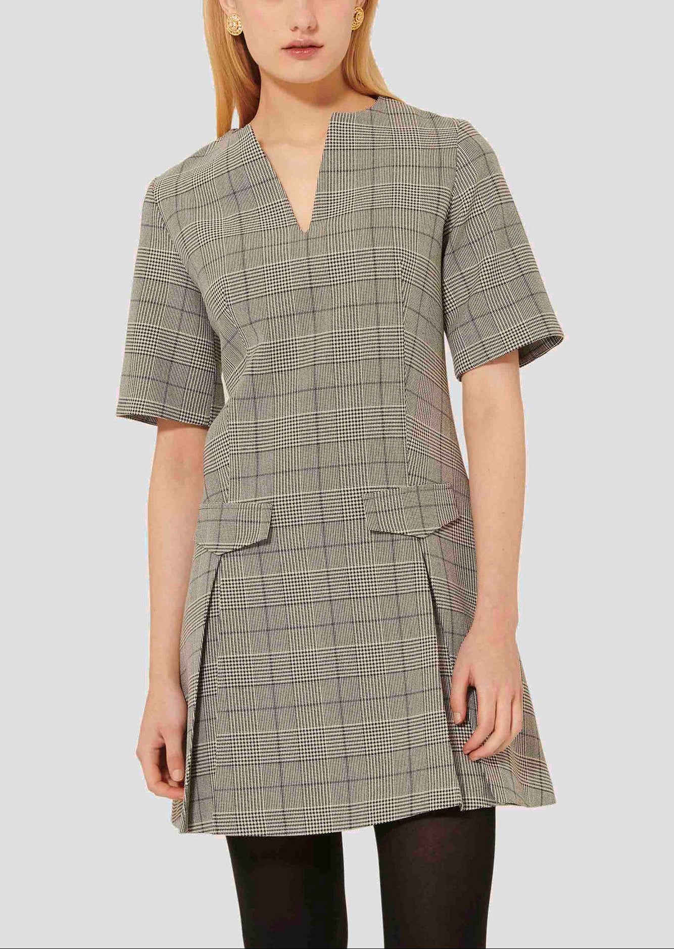 Robe grise au motif prince de galles Riyu Faume - seconde main