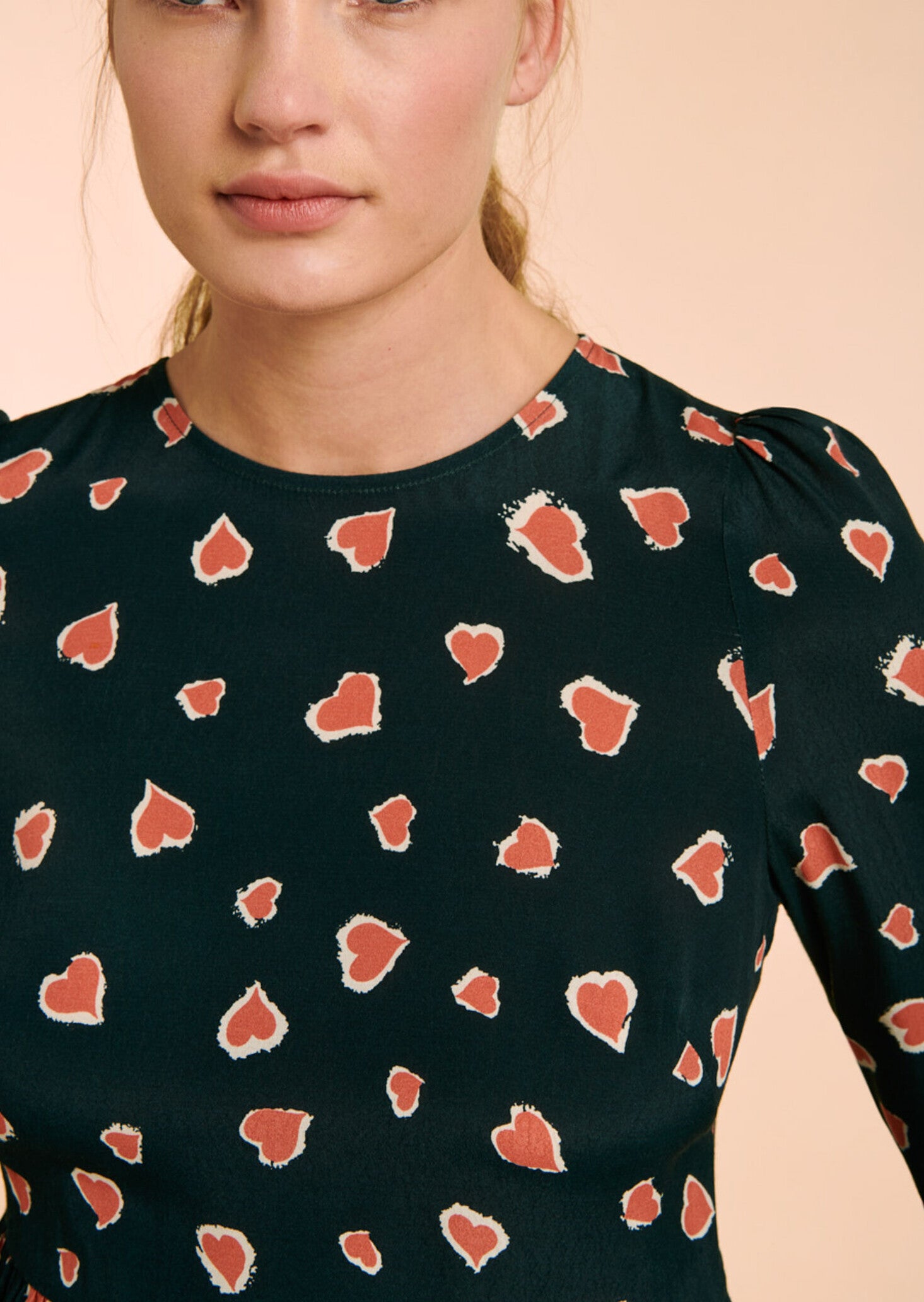 Robe Rubbia verte imprimé coeurs léopard Faume - seconde main