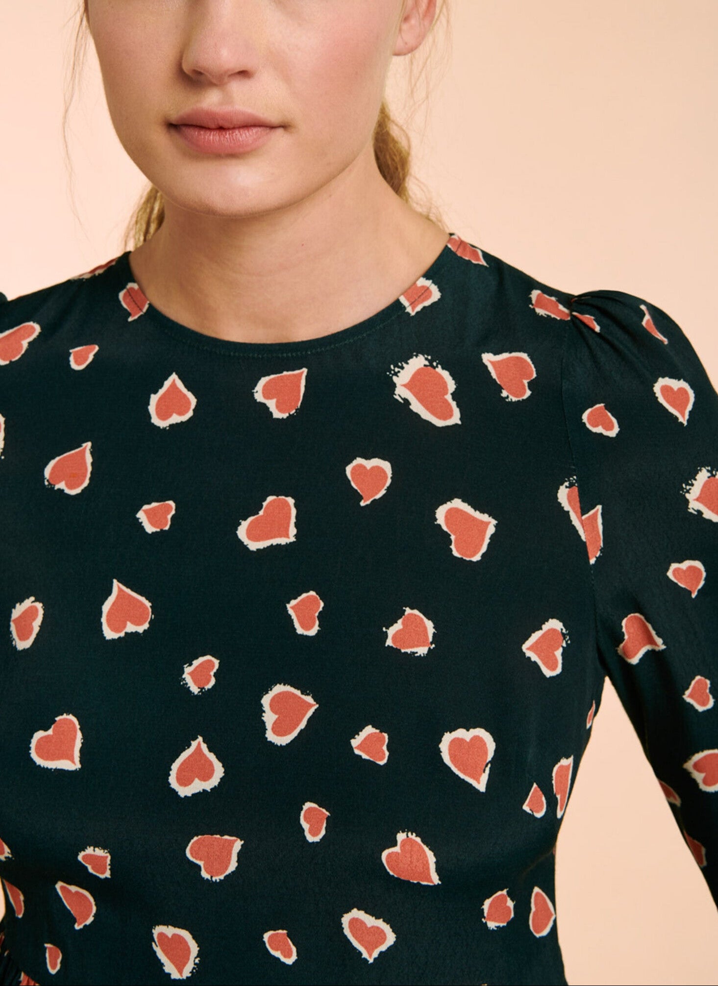 Robe Rubbia verte imprimé coeurs léopard Faume - seconde main