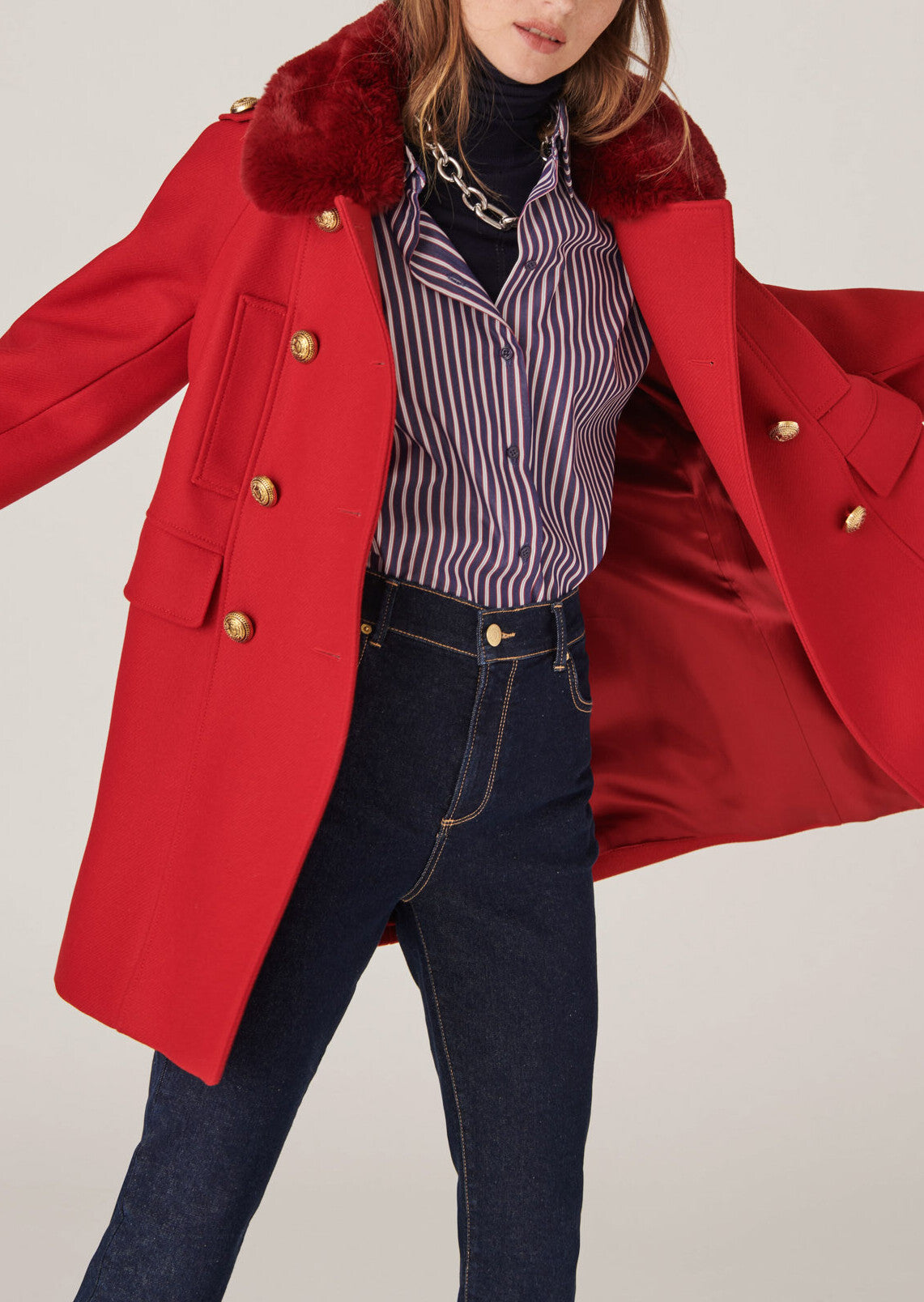 Manteau Mick en laine rouge Faume - seconde main