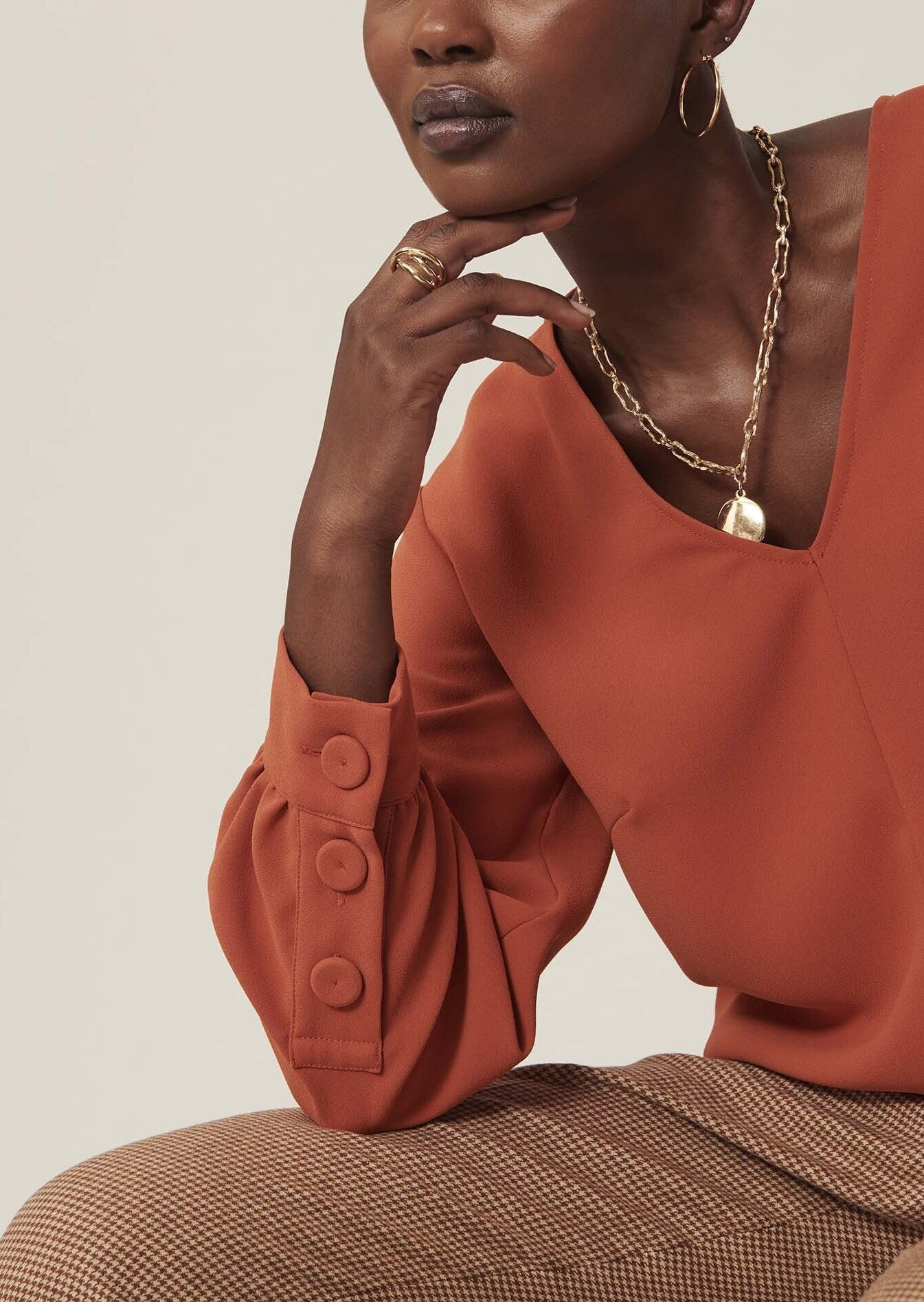 Blouse Taddeus orange en crêpe Faume - seconde main