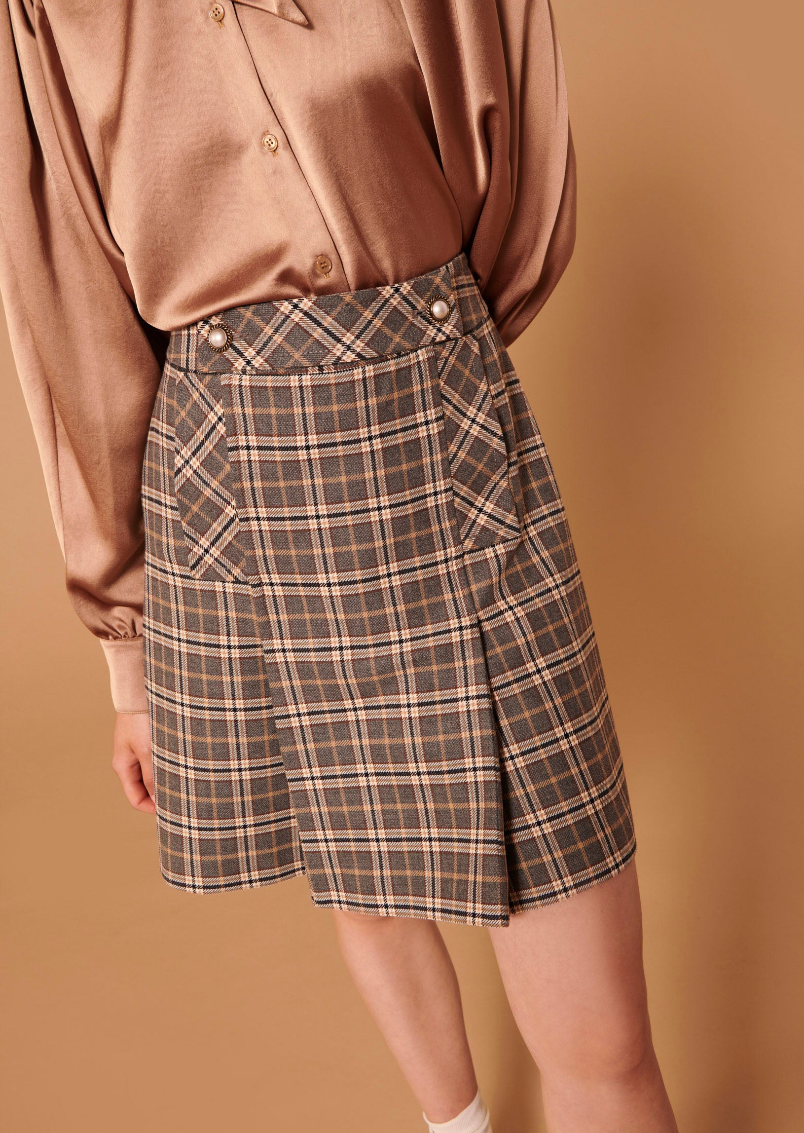 Jupe Jimmy grise en tartan Faume - seconde main