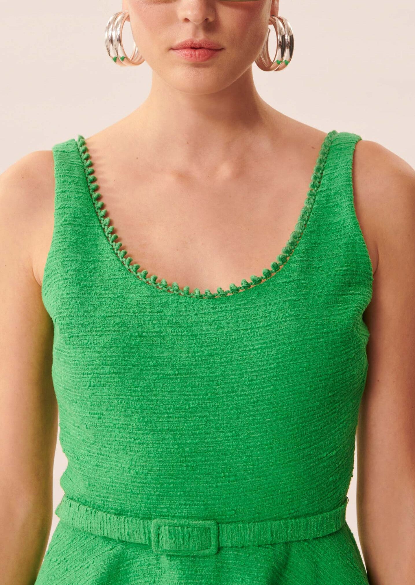 Robe Ritz vert émeraude en tweed Faume - seconde main