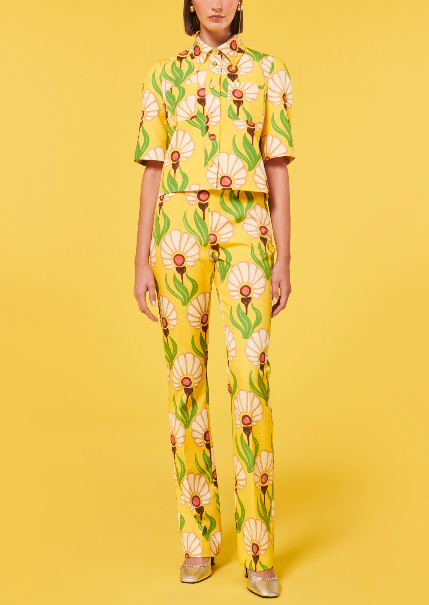 Top Thadea jaune à motif fleurs Faume - seconde main