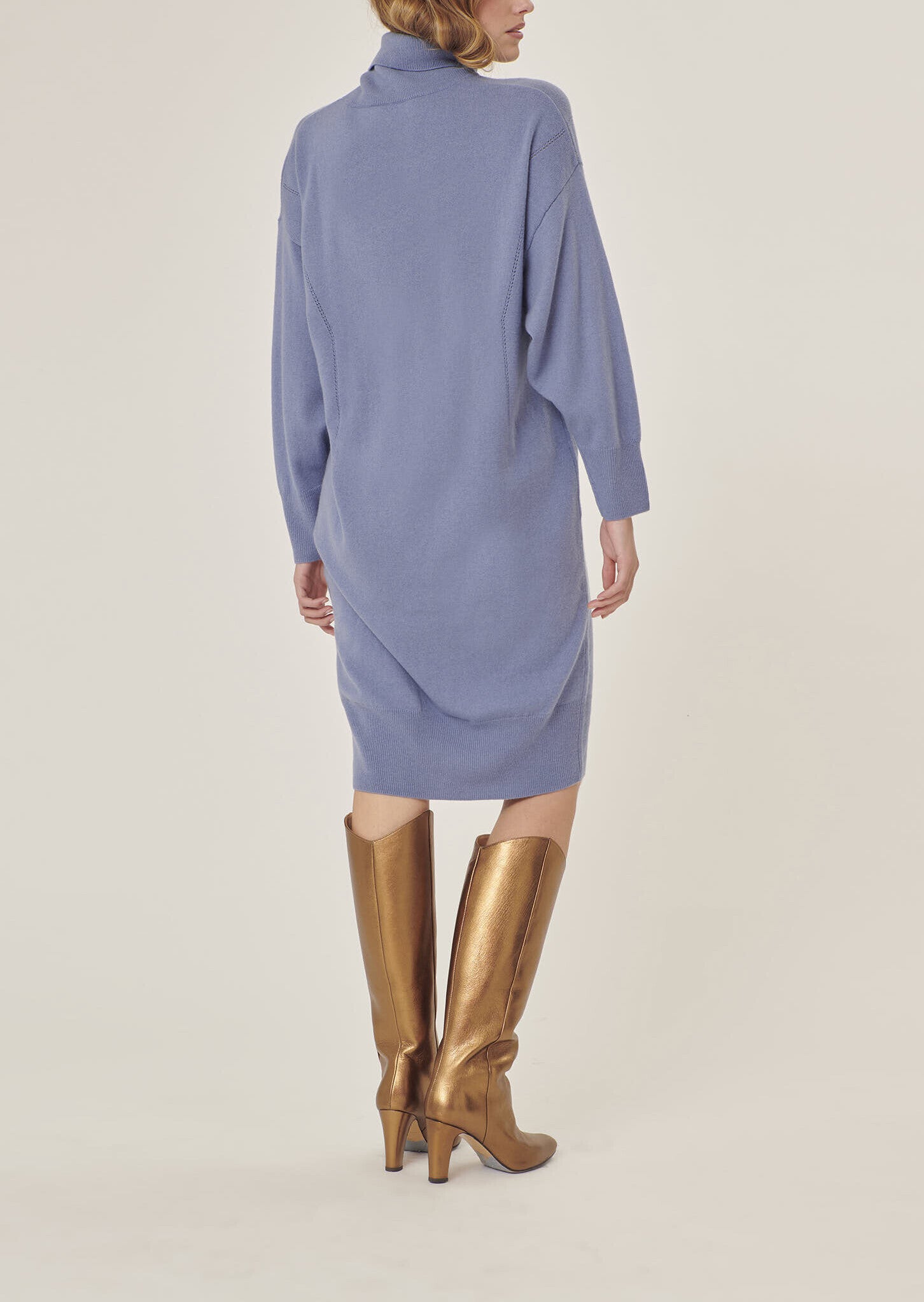 Robe pull Rybbi bleu pastel en merinos et cachemire Faume - seconde main