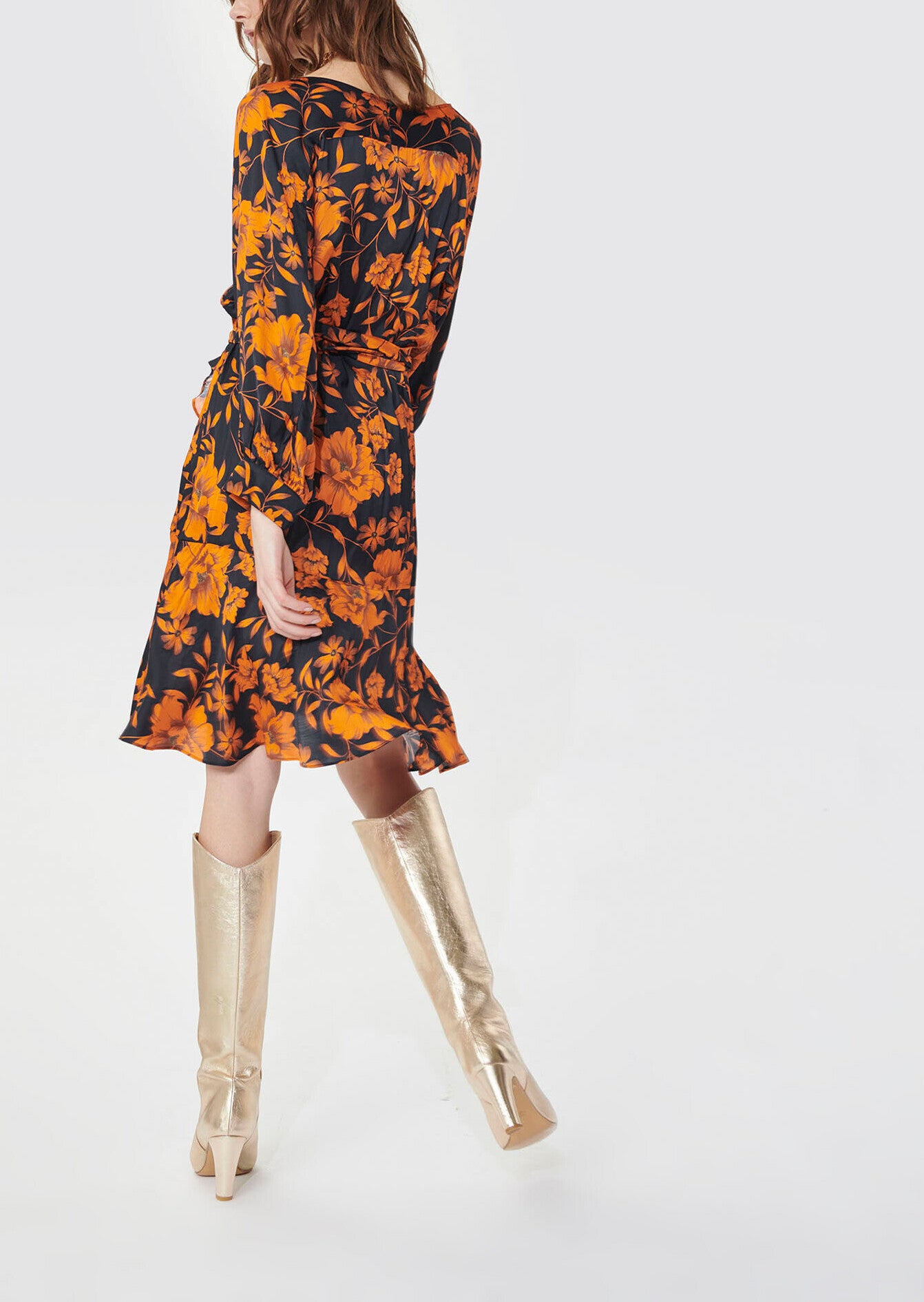 Robe Roza bleu nuit imprimé fleurs d'Hawaï Faume - seconde main