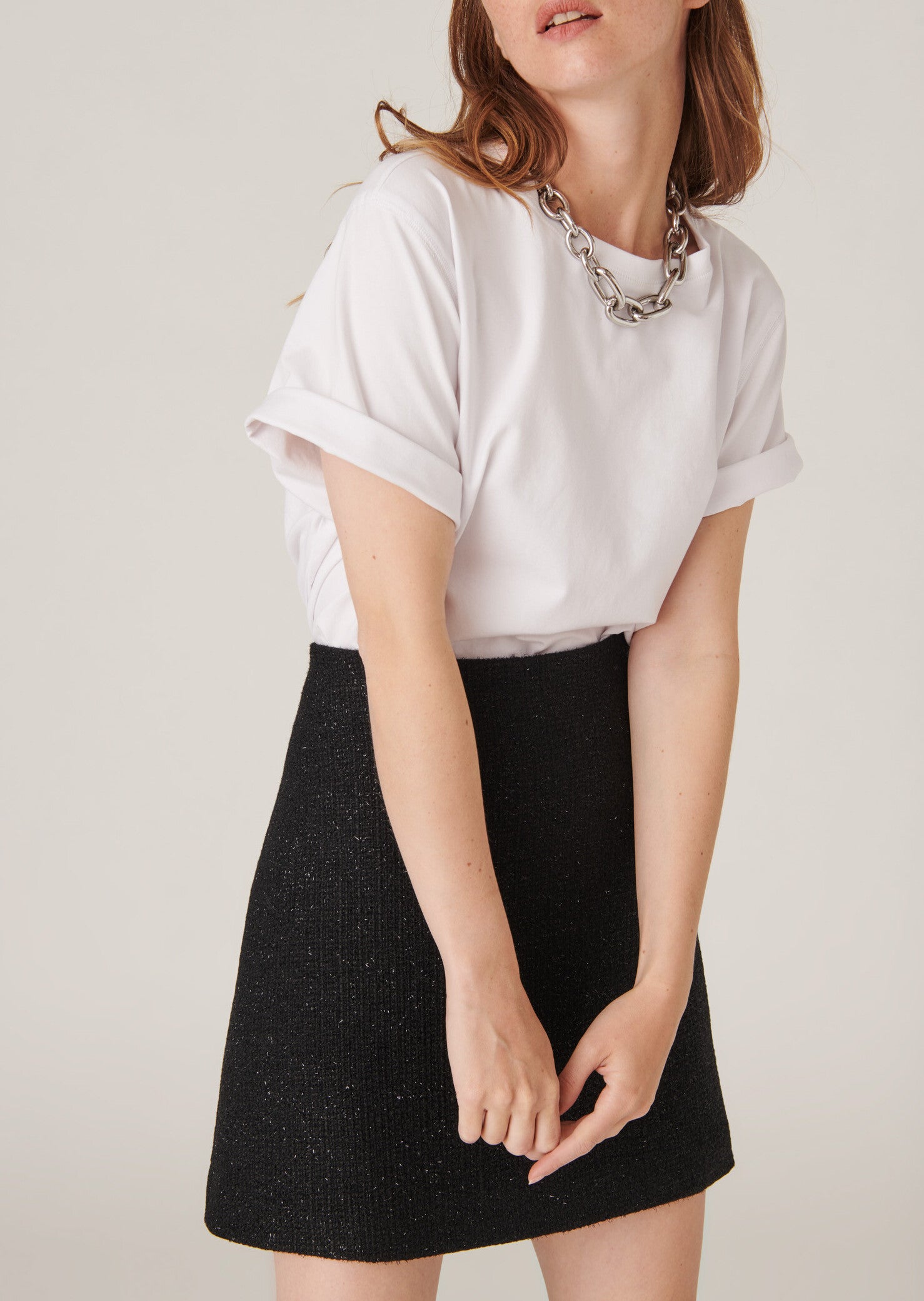 Mini jupe Jiani en tweed lurex noire Faume - seconde main