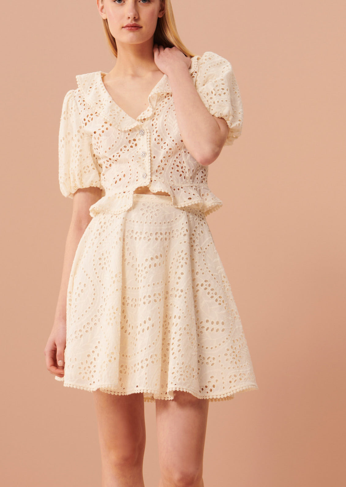 Jupe Jenessa écrue en broderie Faume - seconde main