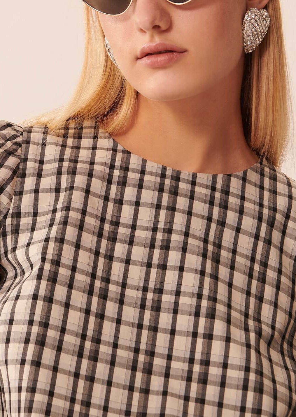 Top Tonina écrue à carreaux en popeline Faume - seconde main