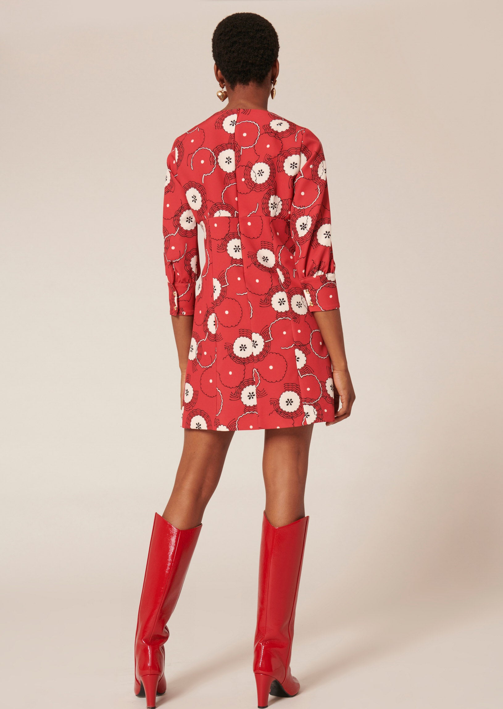 Robe Riotta rouge imprimé fleurs 70's Faume - seconde main