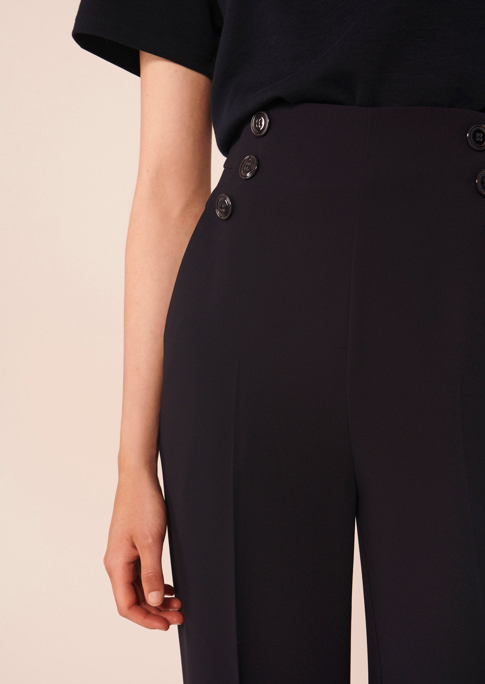 Pantalon Pilar bleu nuit en crêpe Faume - seconde main