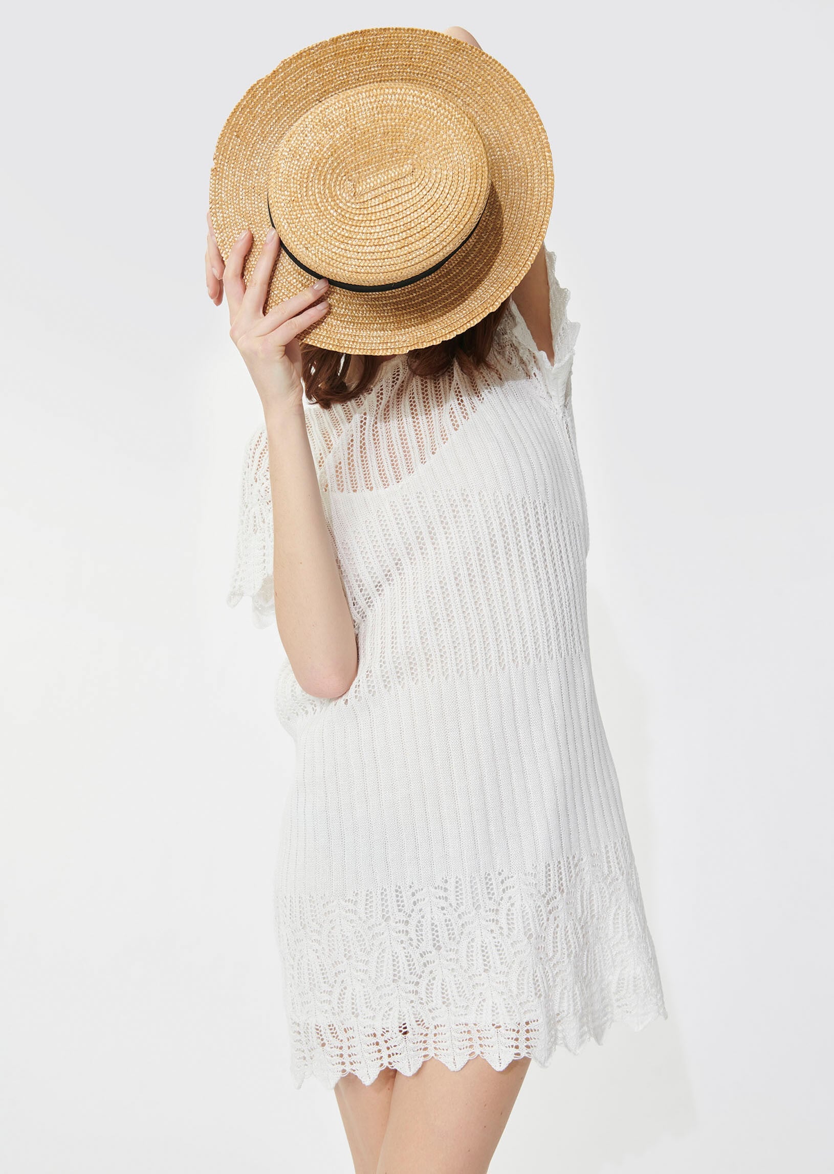 Robe Rainbow écrue en lin ajourée Faume - seconde main