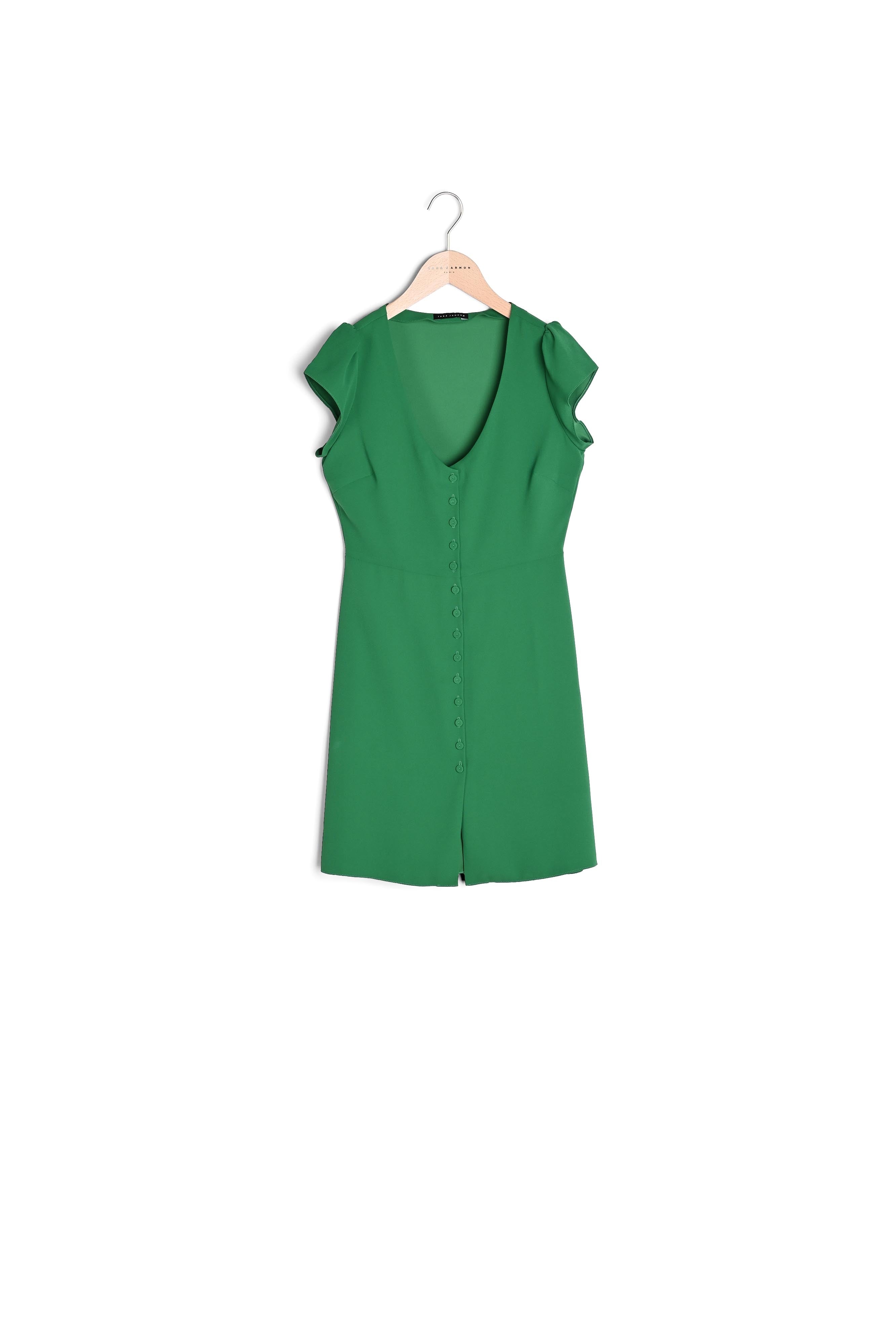 Robe Ruomi vert en crêpe mat Faume - seconde main