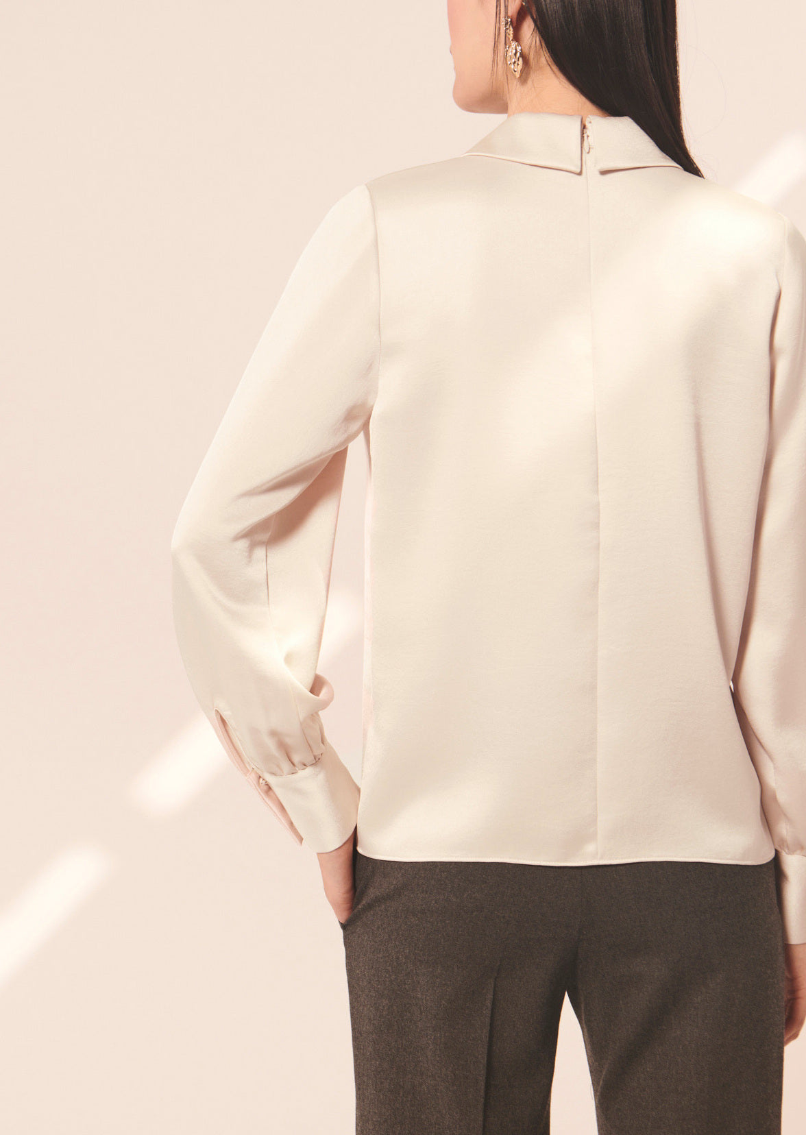 Top Tianna écru en satin fluide Faume - seconde main