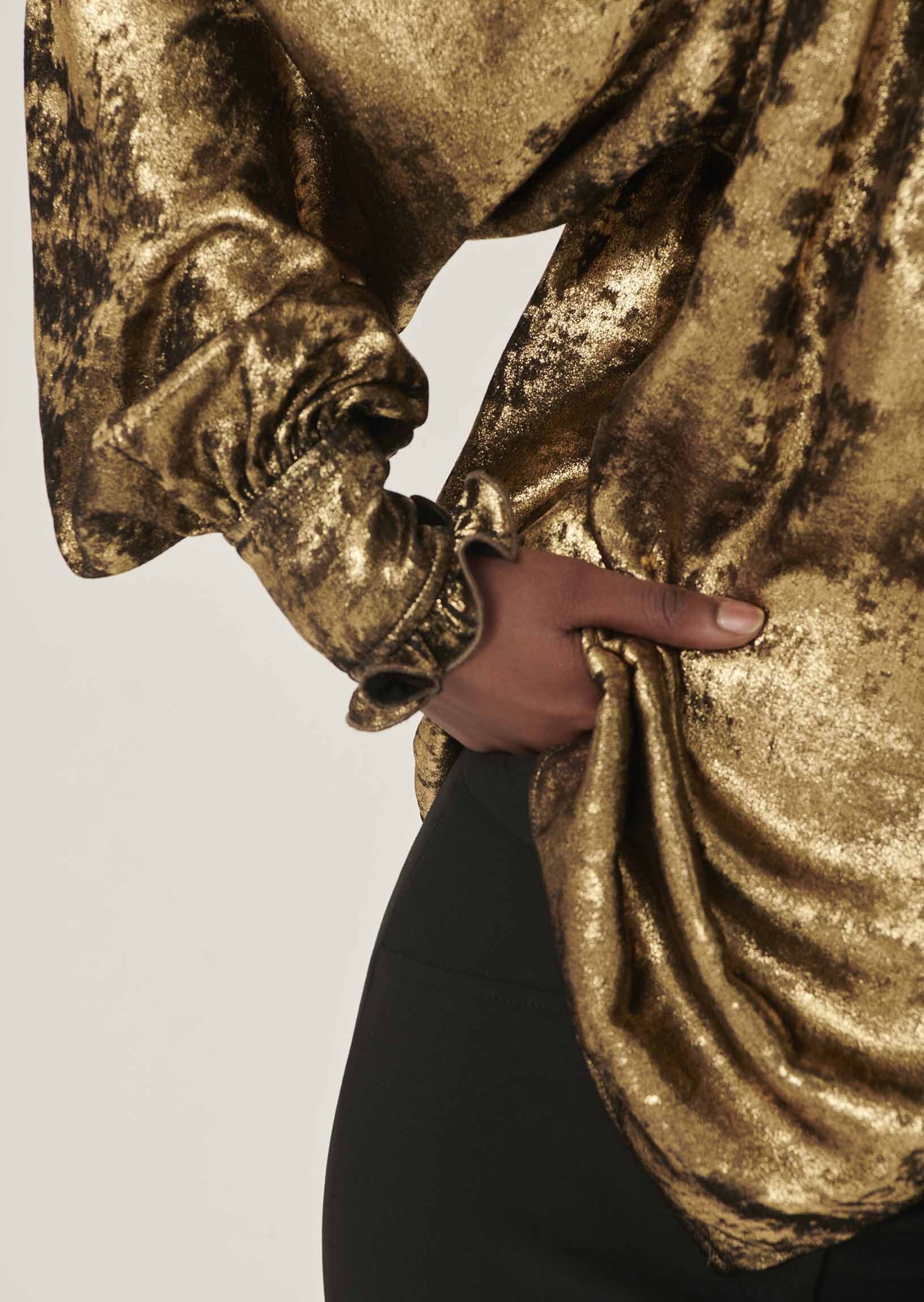 Chemise Clarisse fluide noire lamée or Faume - seconde main