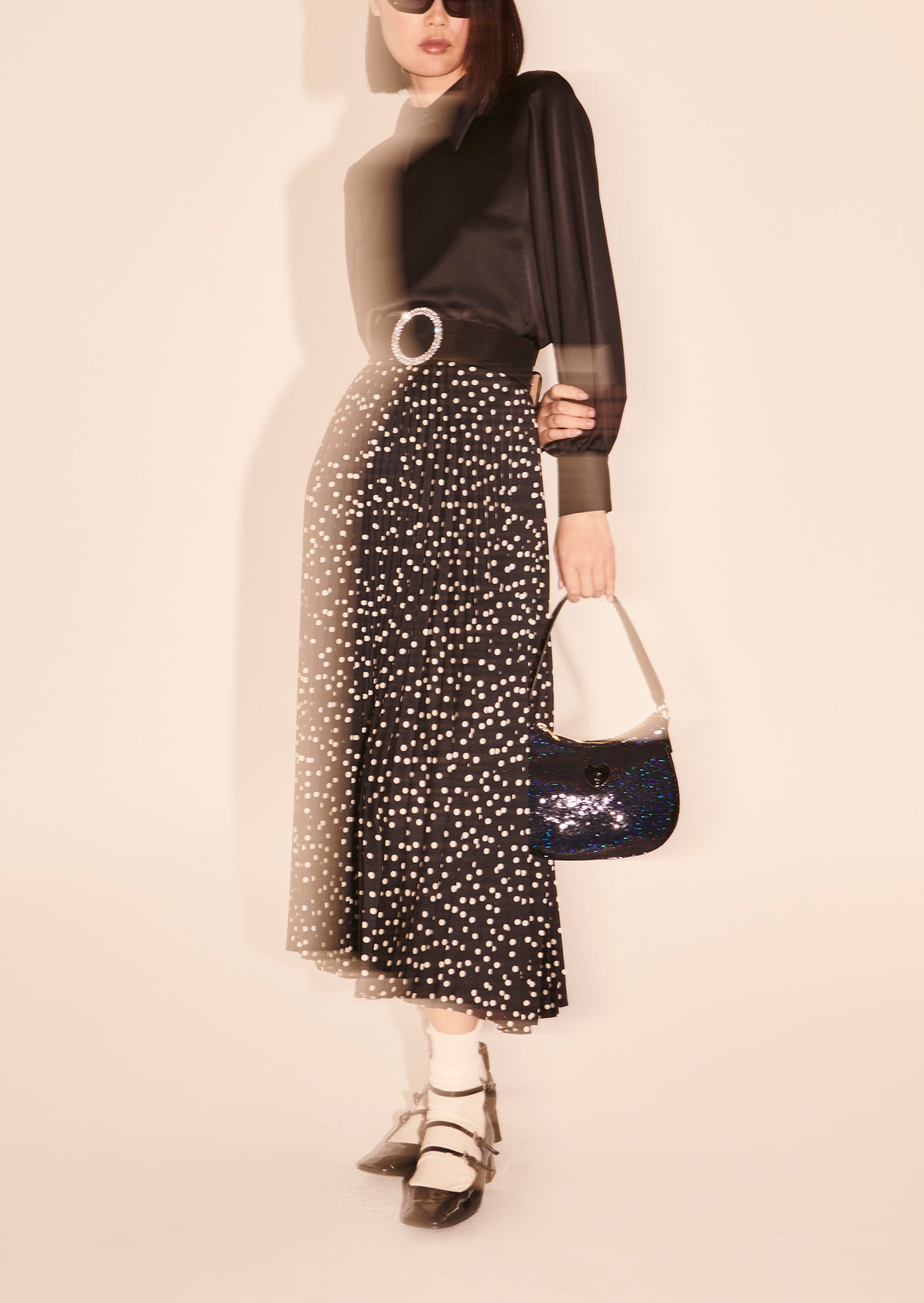 Top Tianna noir en satin fluide Faume - seconde main