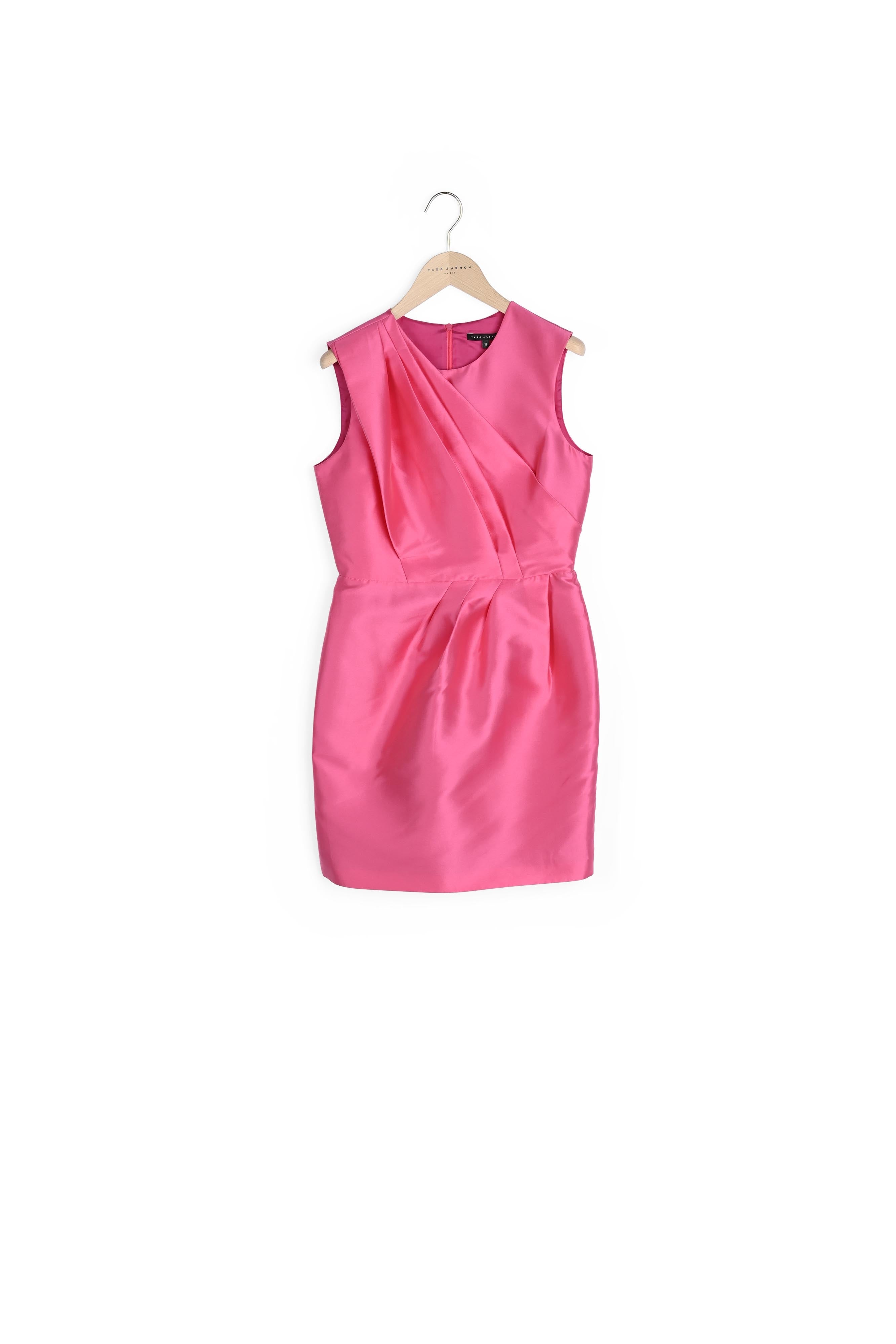 Robe one-shoulder Rénaldine en satin fuchsia Faume - seconde main