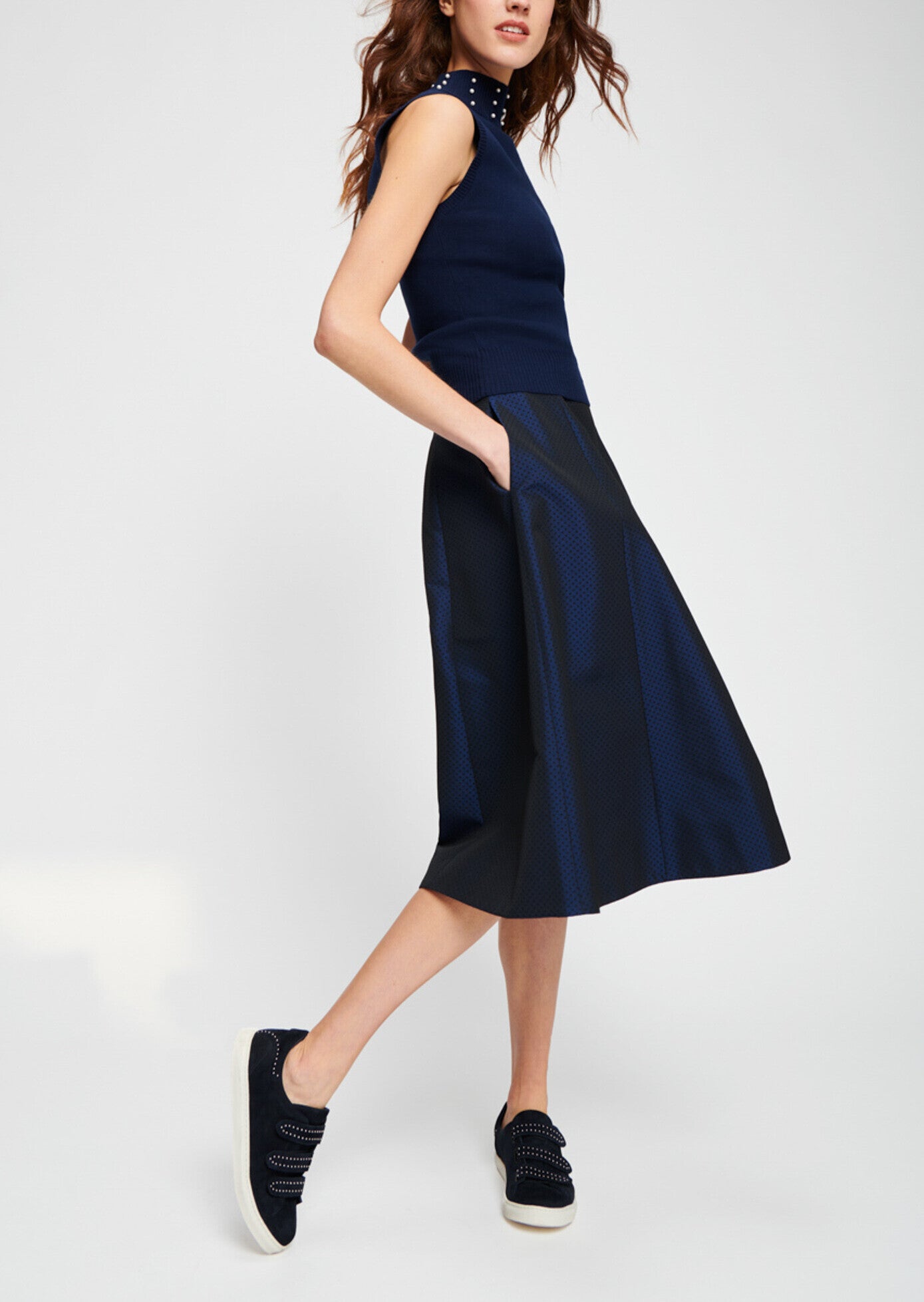 Jupe bleu marine en jacquard Faume - seconde main