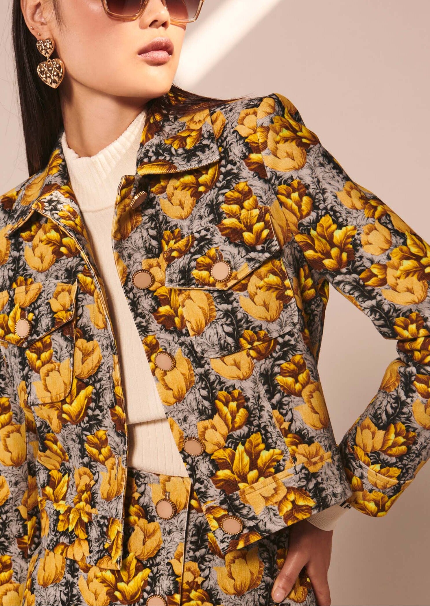 Veste Vascano grise imprimé à fleurs Faume - seconde main