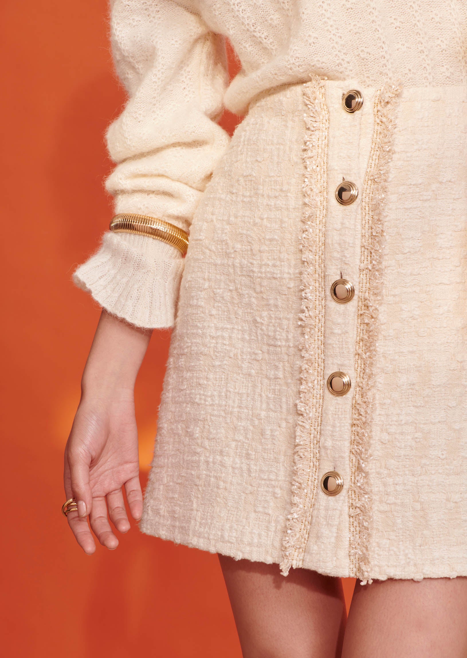 Jupe Jaci écru en tweed Faume - seconde main