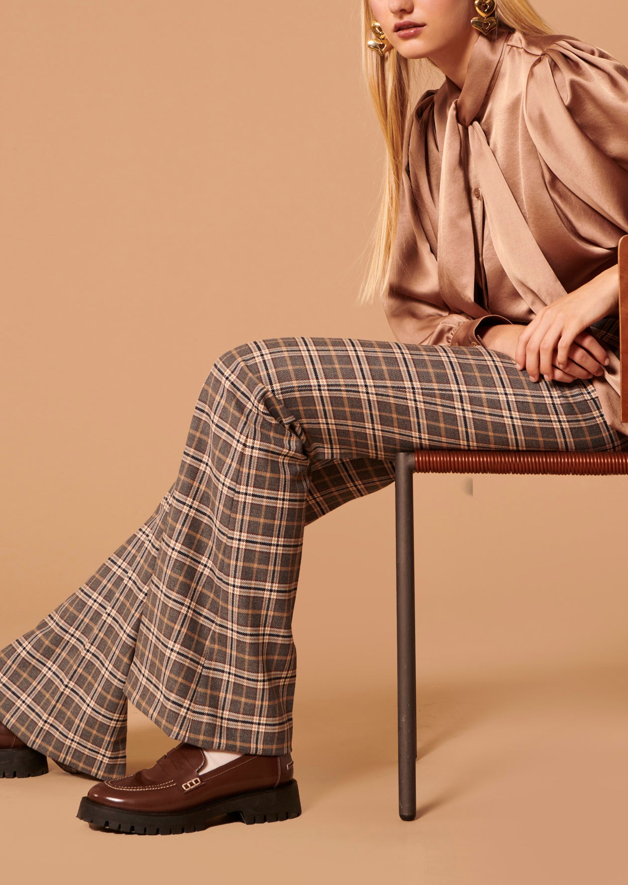 Pantalon Penina gris en tartan Faume - seconde main