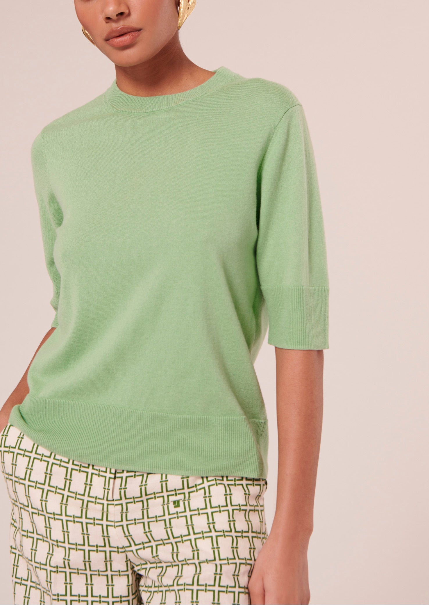 Pull Paoline vert en laine et coton Faume - seconde main