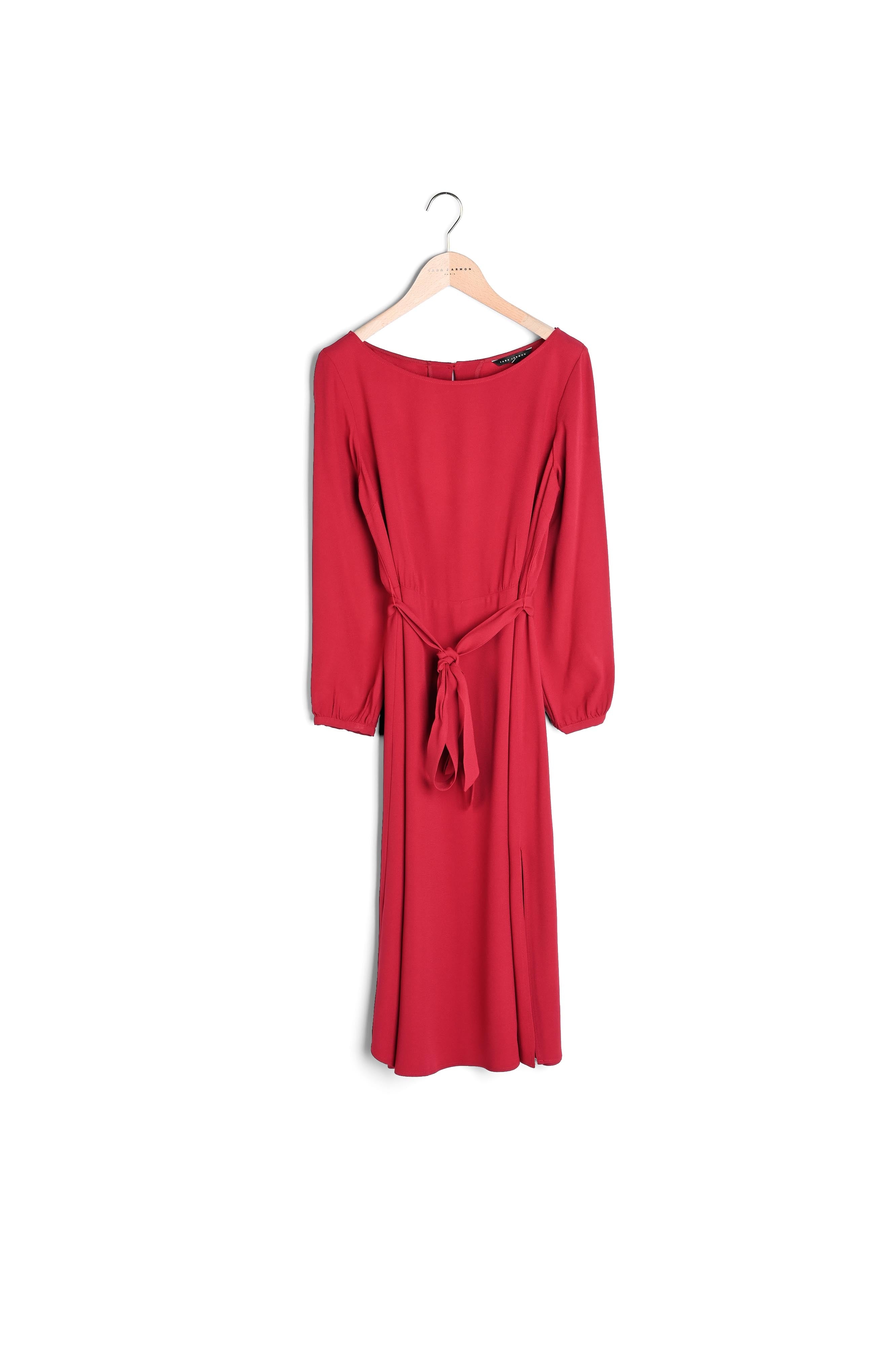 Robe Rylly mi-longue en crêpe envers satin flamme Faume - seconde main