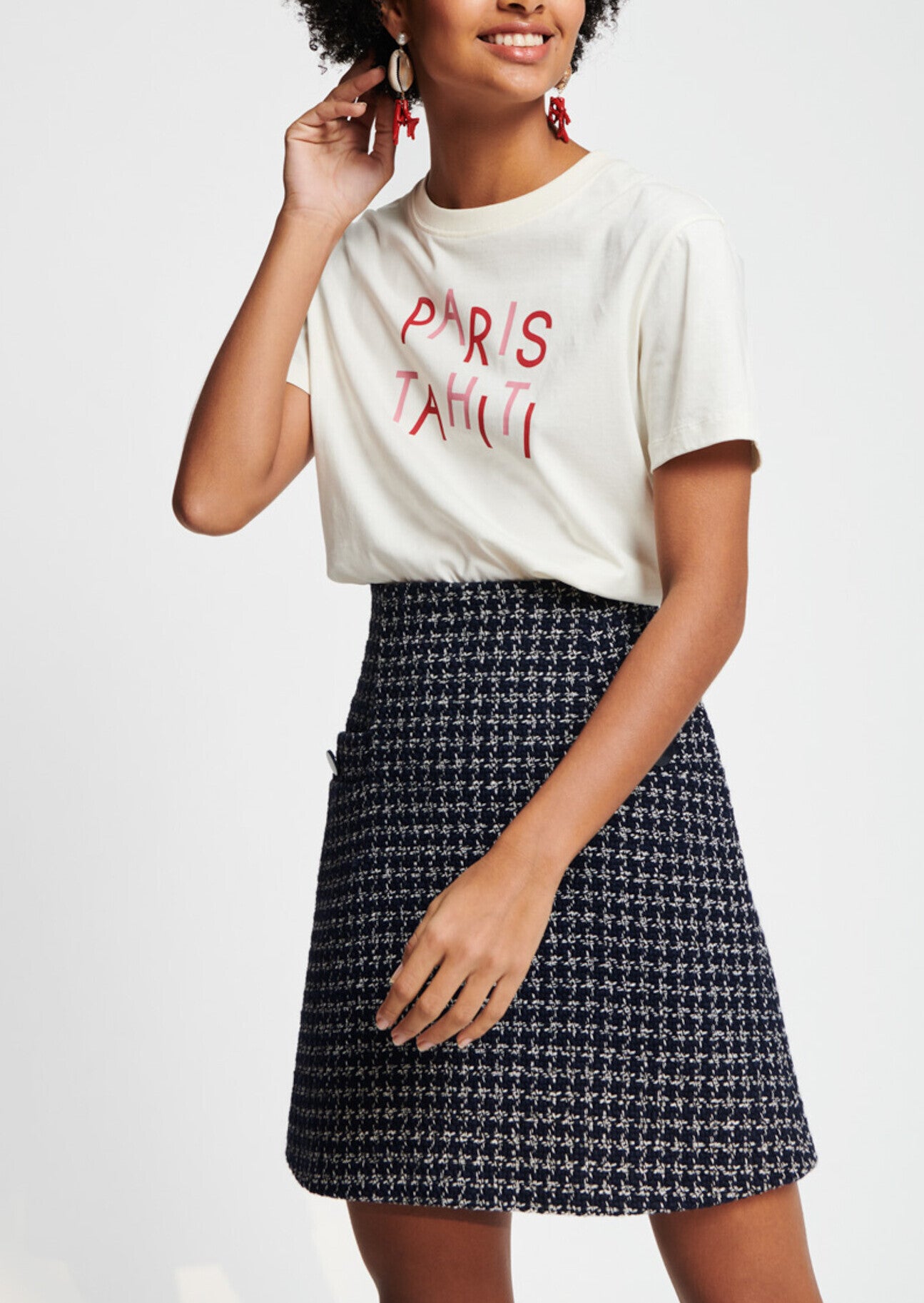 Jupe bleu nuit en tweed Faume - seconde main