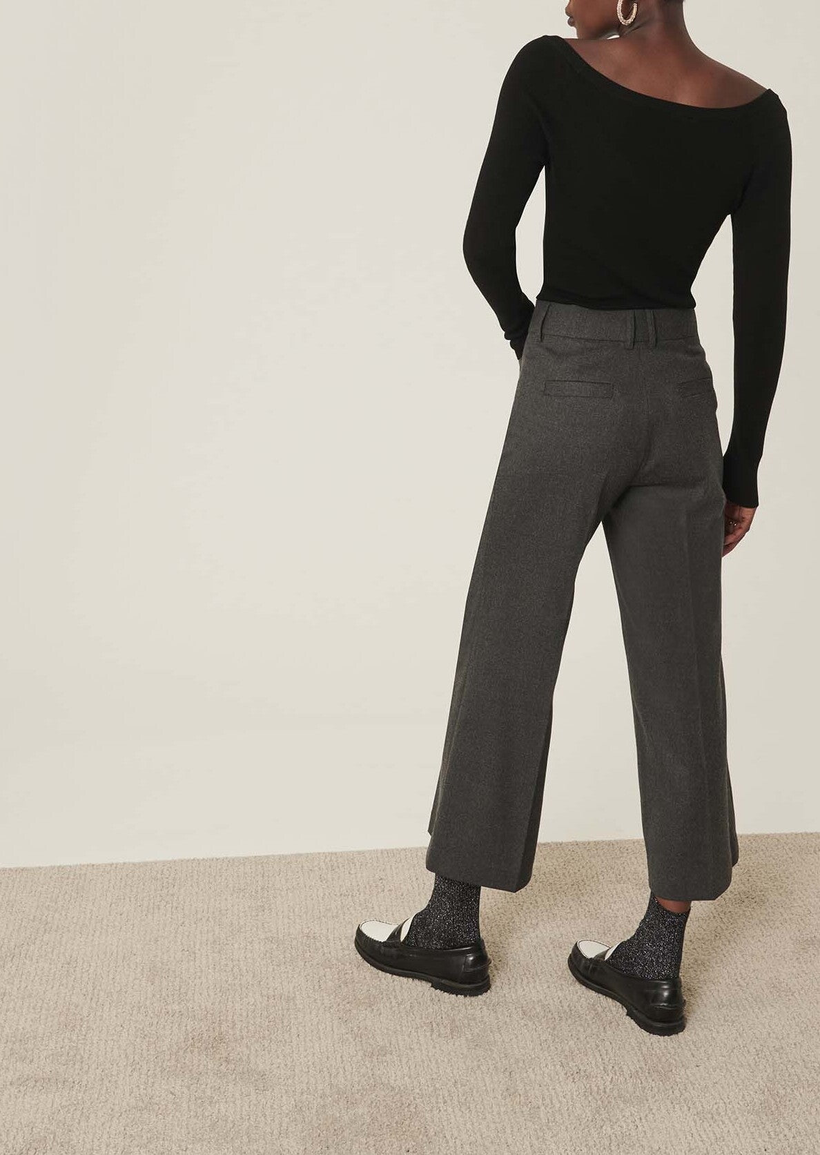 Pantalon Paulino gris foncé en flanelle Faume - seconde main