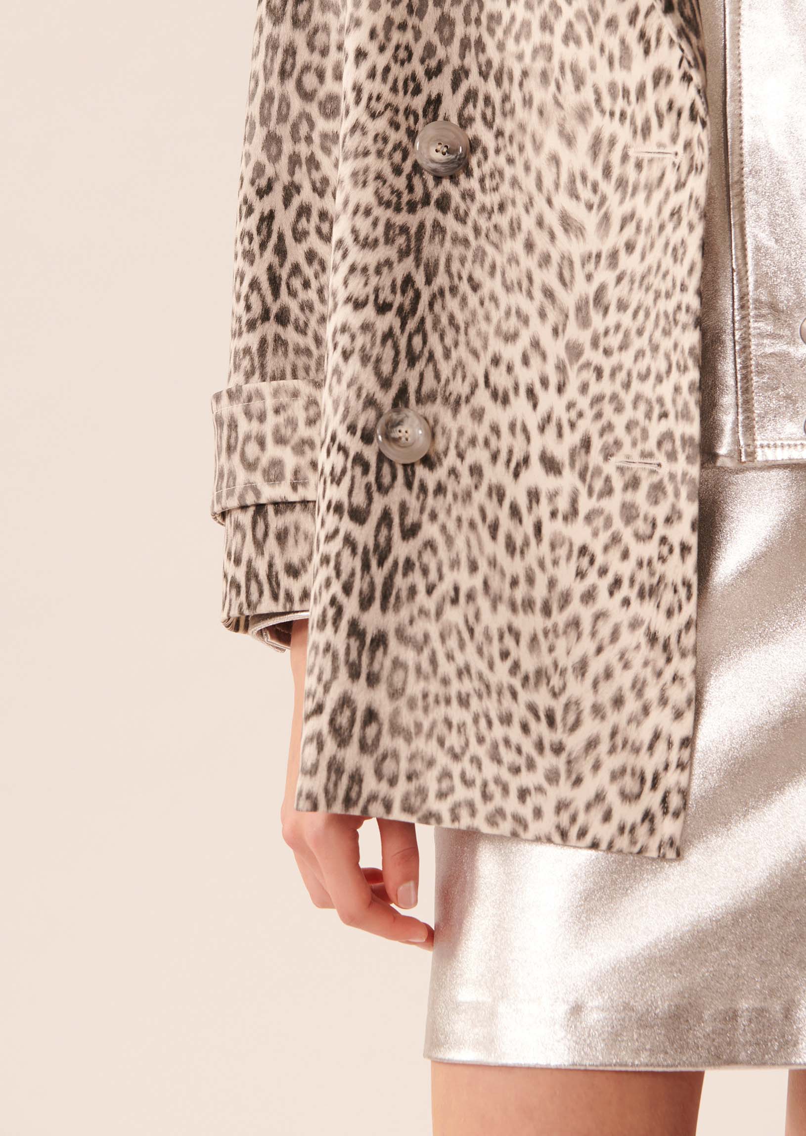 Manteau Maxence écru imprimé léopard en coton Faume - seconde main