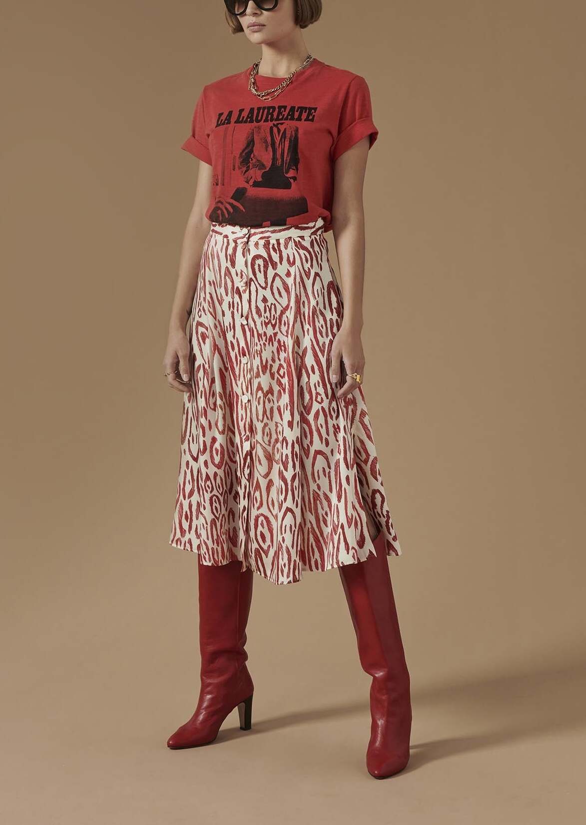 Jupe Jesta écrue imprimé graphique léopard Faume - seconde main