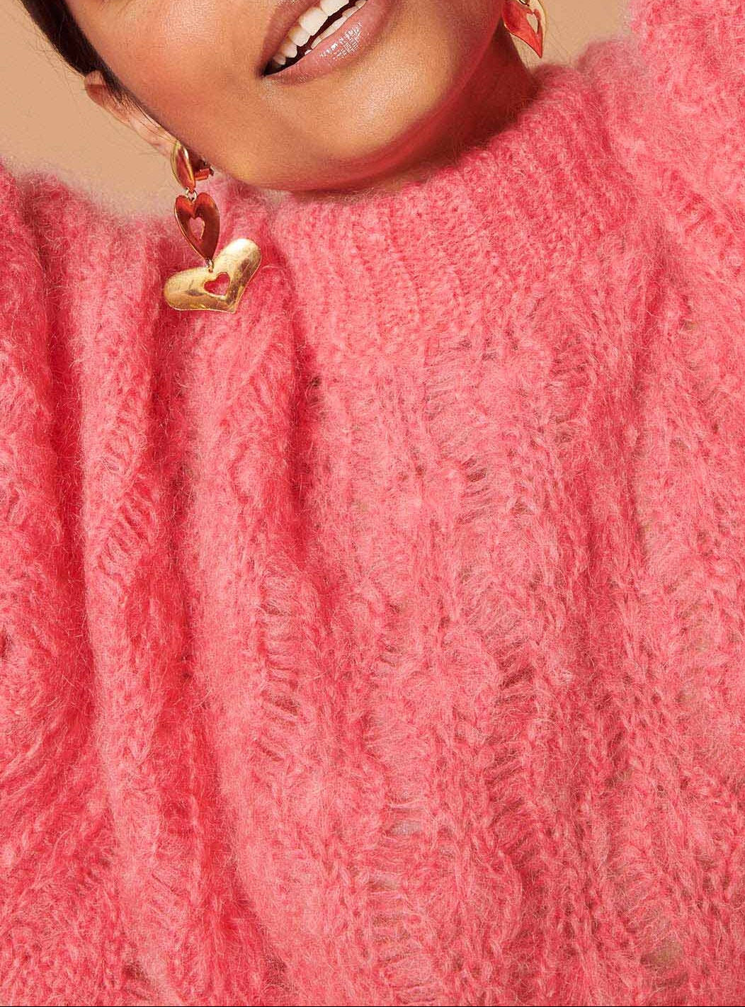 Pull Parasol rose en mohair Faume - seconde main