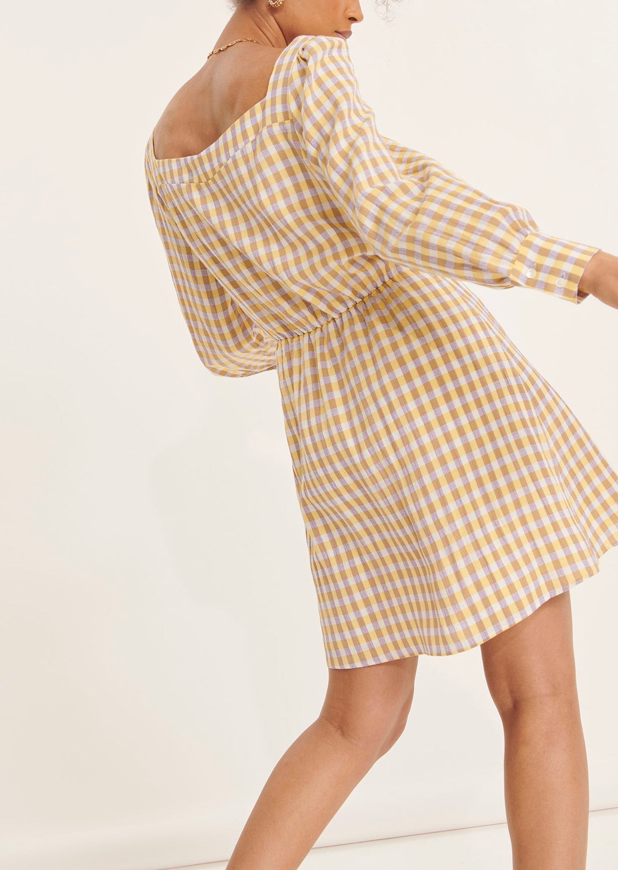 Robe Rivari violette en vichy Faume - seconde main