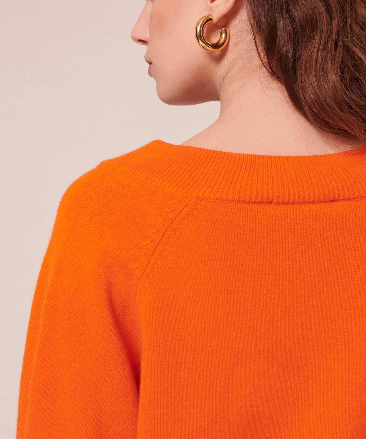 Pull Penelope orange en laine mérinos et alpaga Faume - seconde main