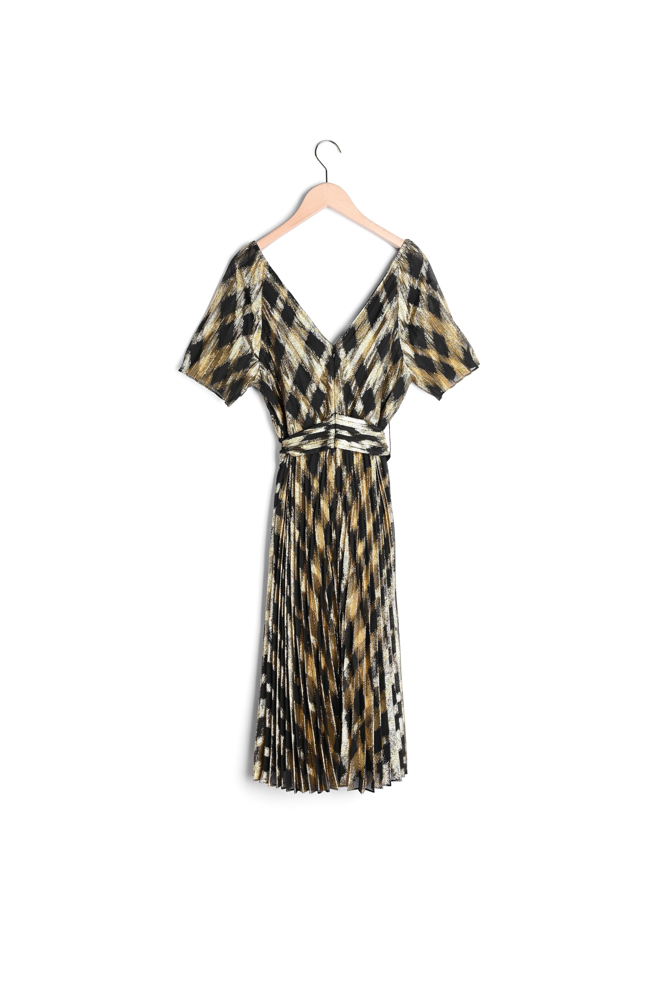 Robe Robine noire et dorée en jacquard lurex Faume - seconde main