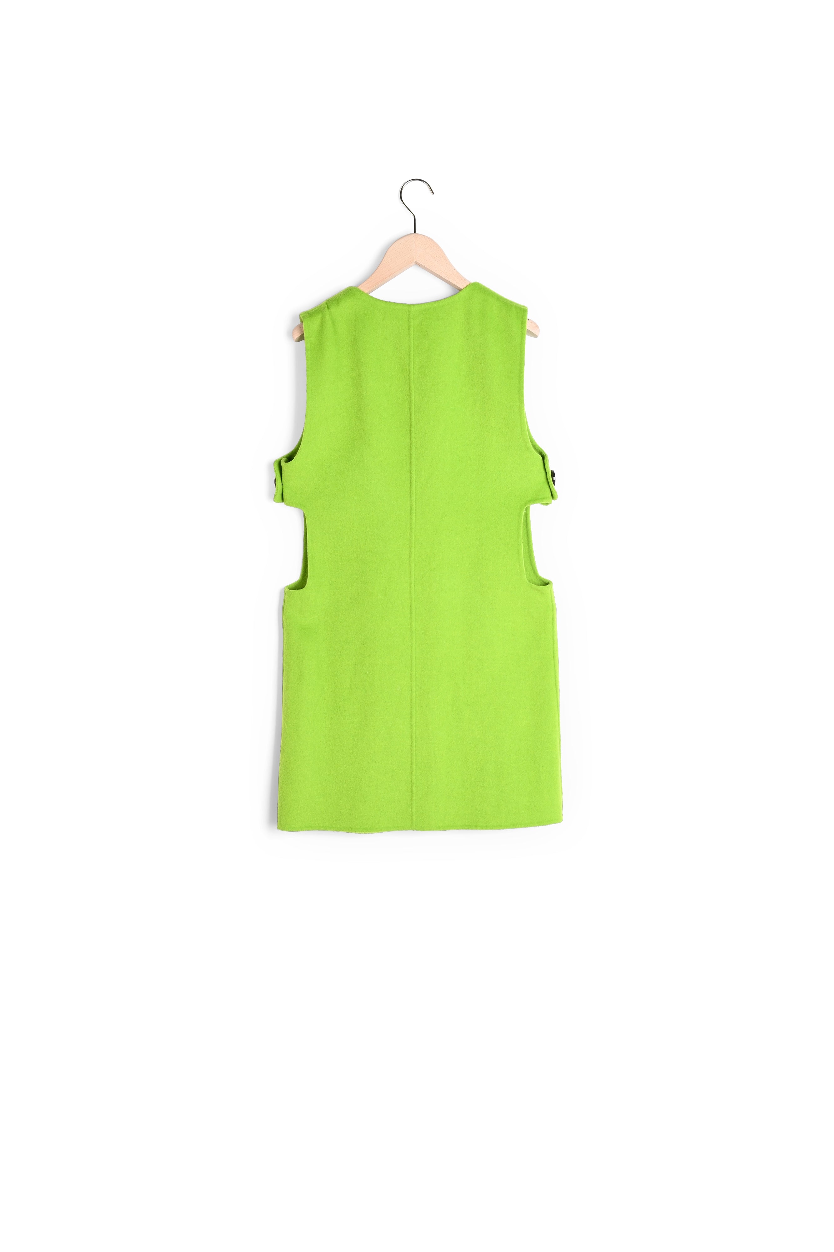 Robe Roma verte en laine double face Faume - seconde main