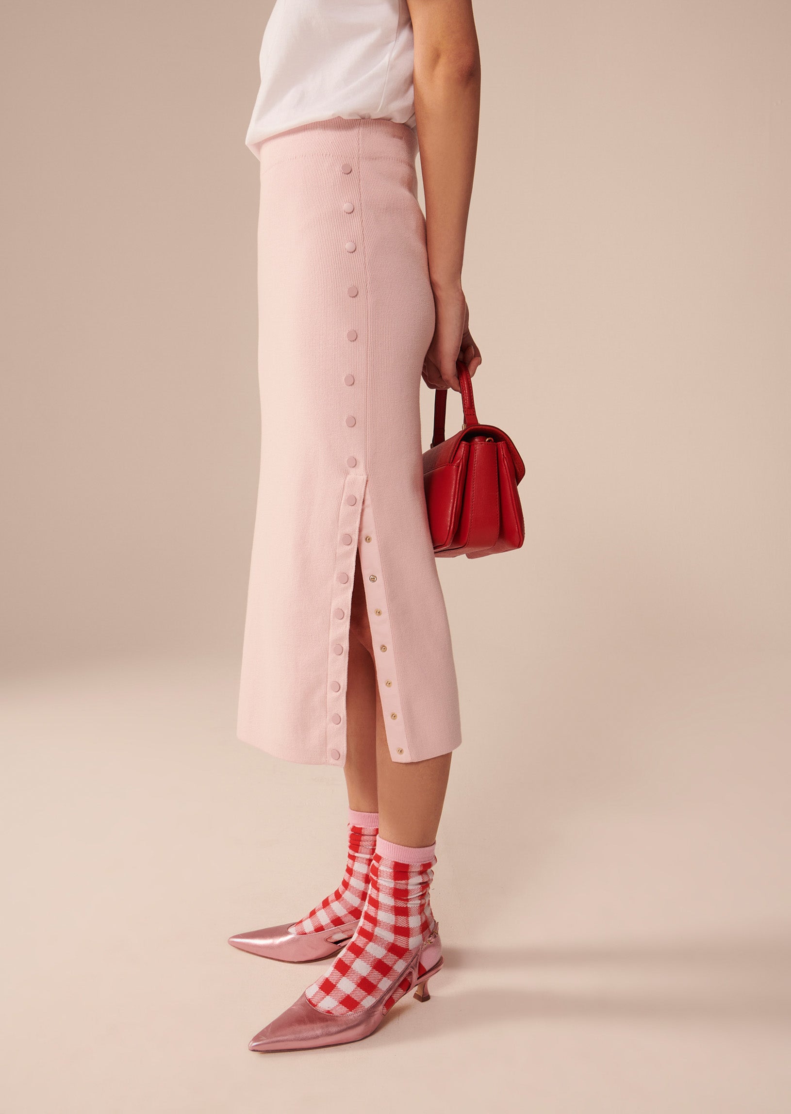 Jupe Justine rose pâle en coton compacte Faume - seconde main