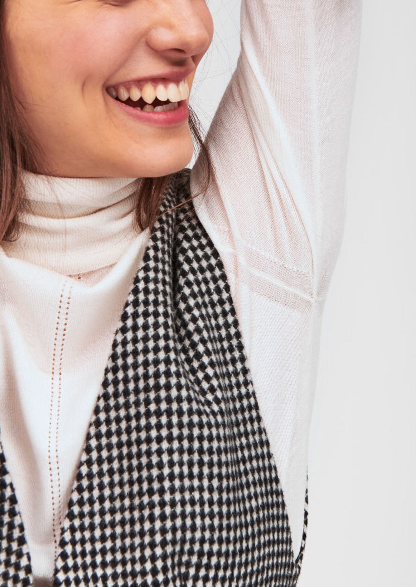 Robe petit carreau bi-couleur en laine Faume - seconde main