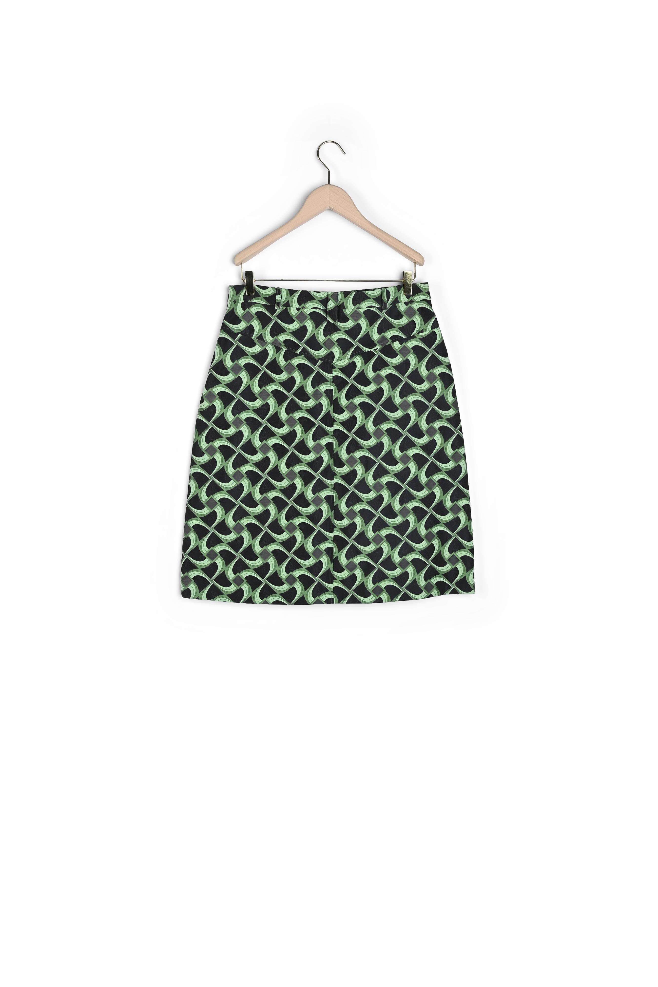 Jupe Jola verte à motif graphique en jacquard Faume - seconde main
