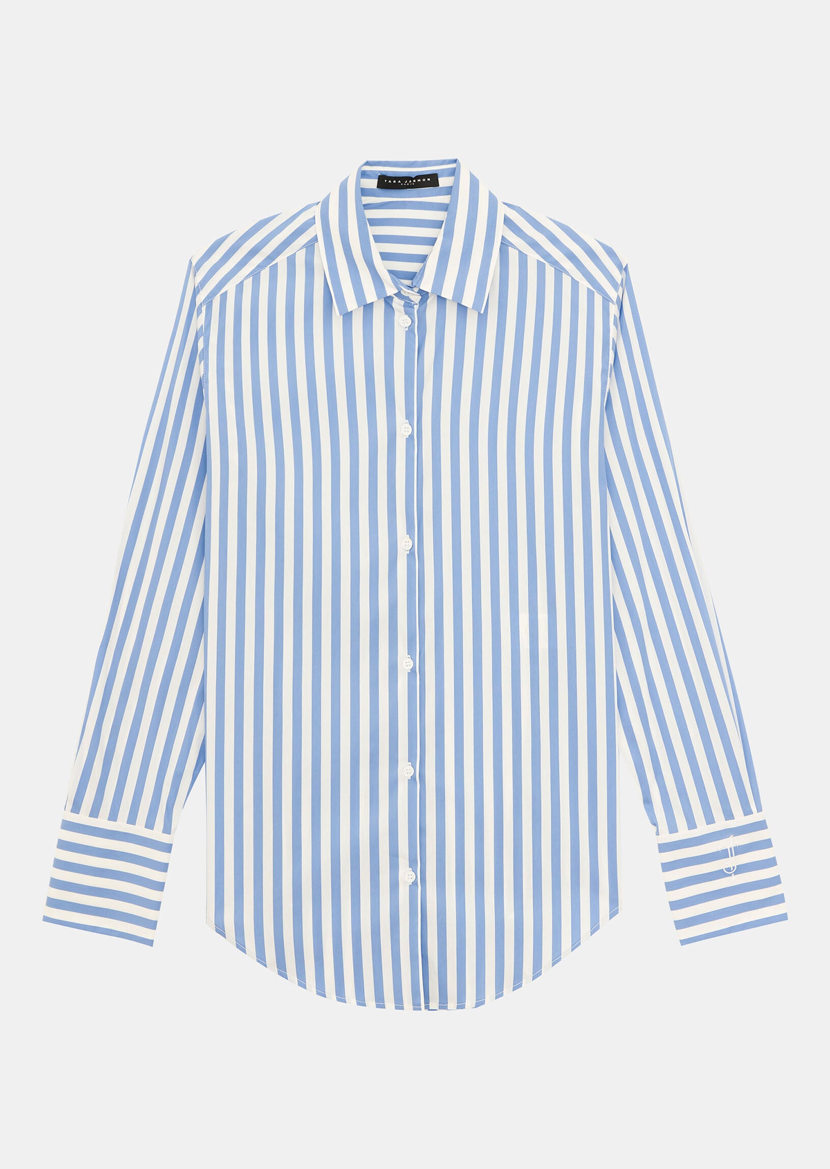 Chemise Carrie bleu tendre en popeline de coton rayée Faume - seconde main