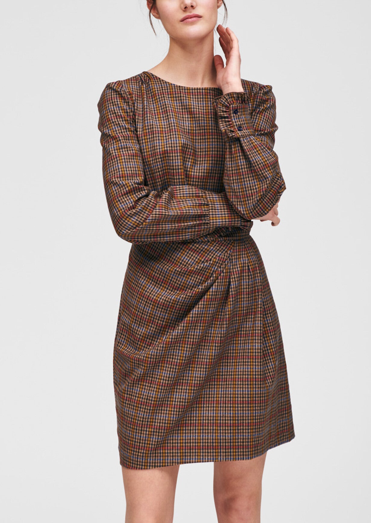 Robe marron imprimé carreaux Faume - seconde main