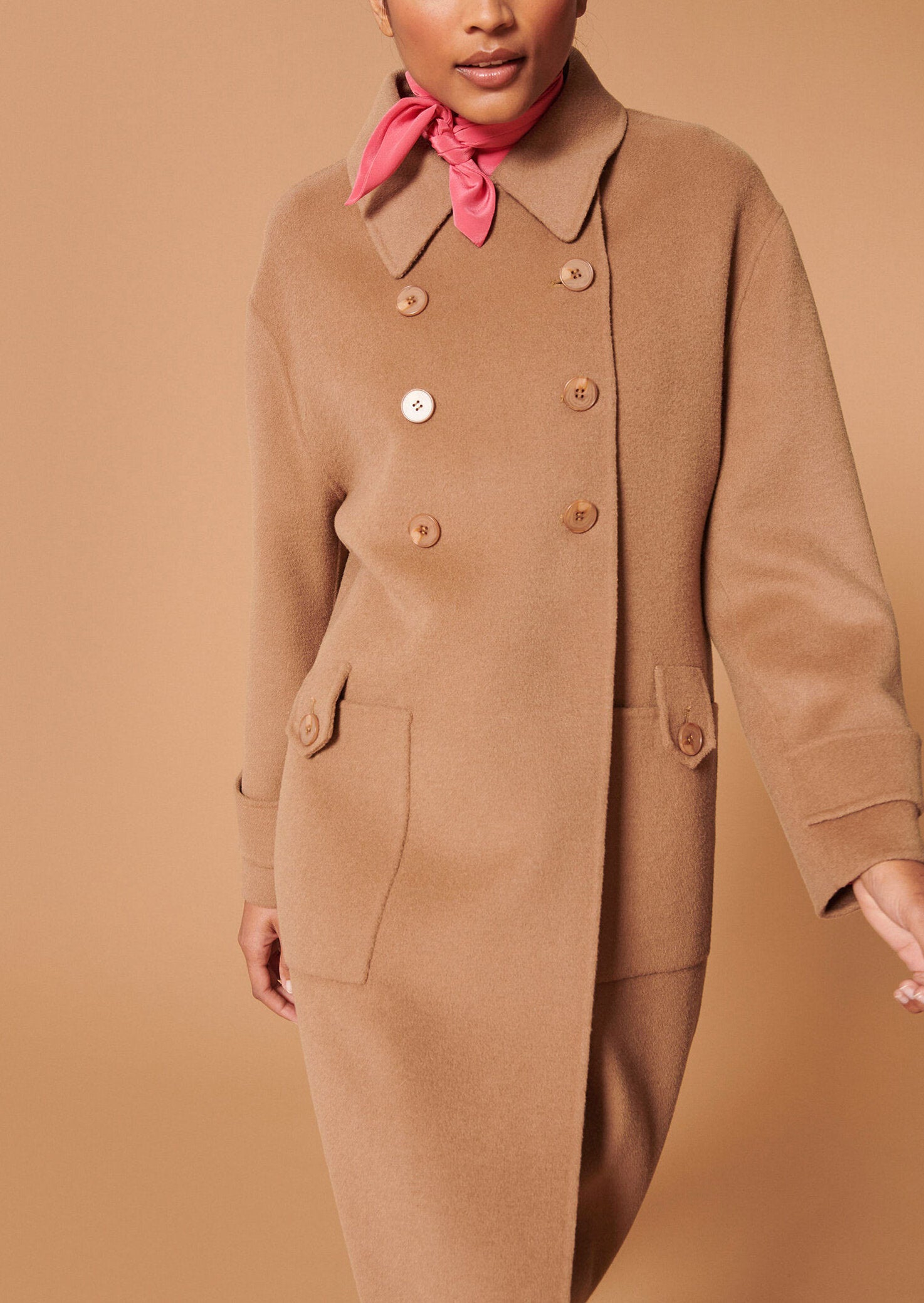 Manteau Maeline camel en laine double face Faume - seconde main