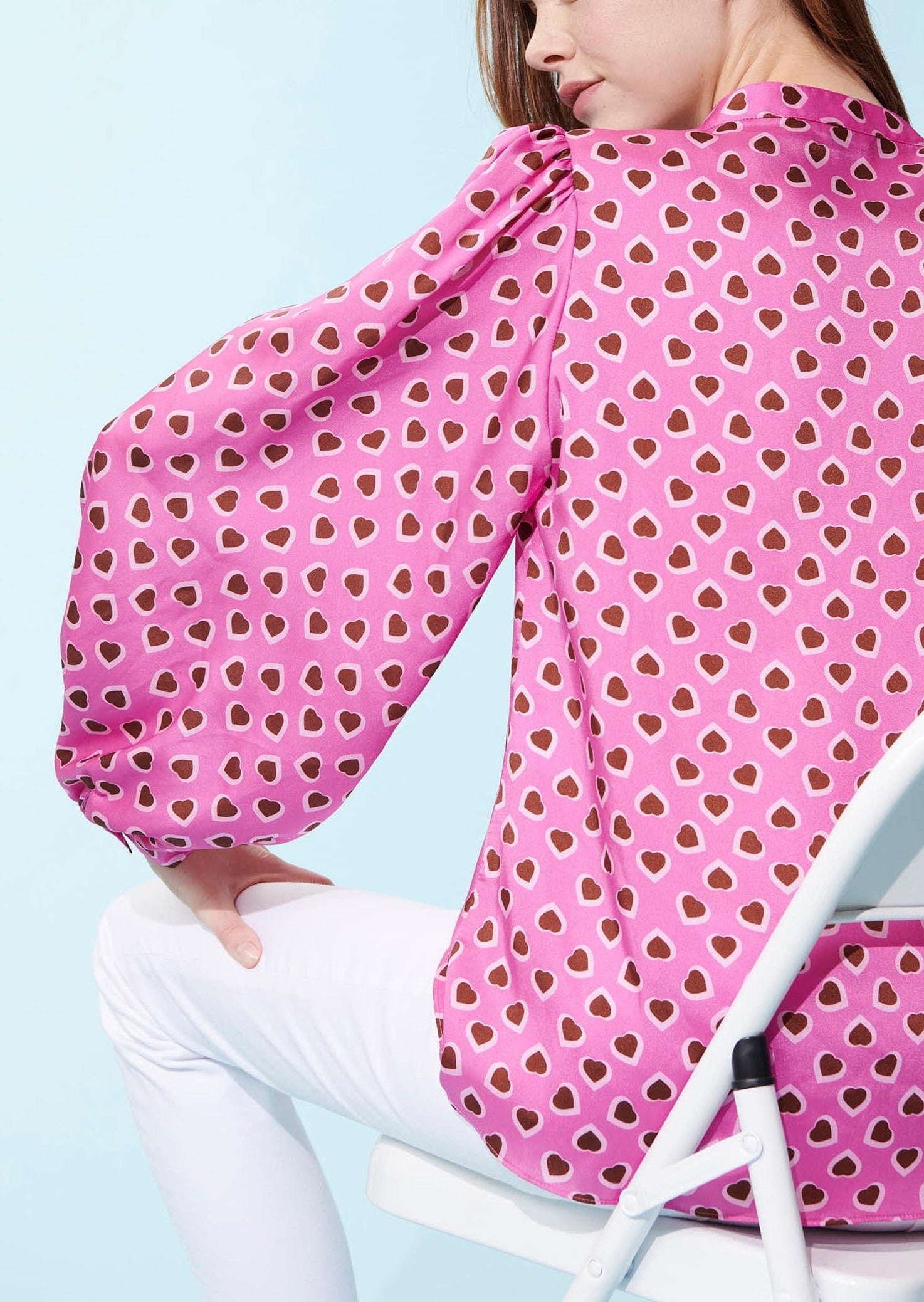 Chemise Claire rose imprimé coeur Faume - seconde main